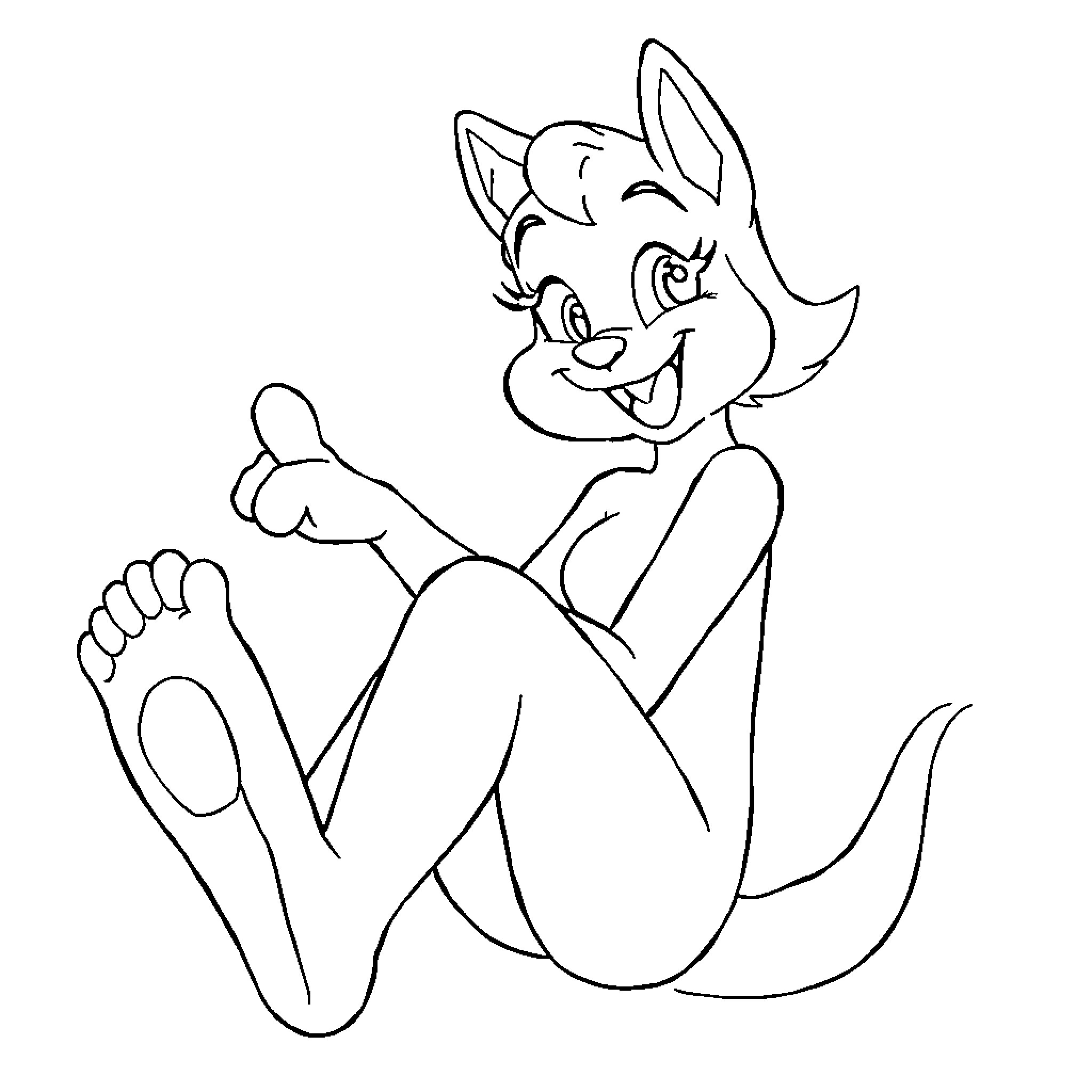 Velma relaxing playfully on the ground Coloring Page (free black-and-white line drawing printable PDF for all, from beginners to advanced learners, including children, teens, adults, and seniors)