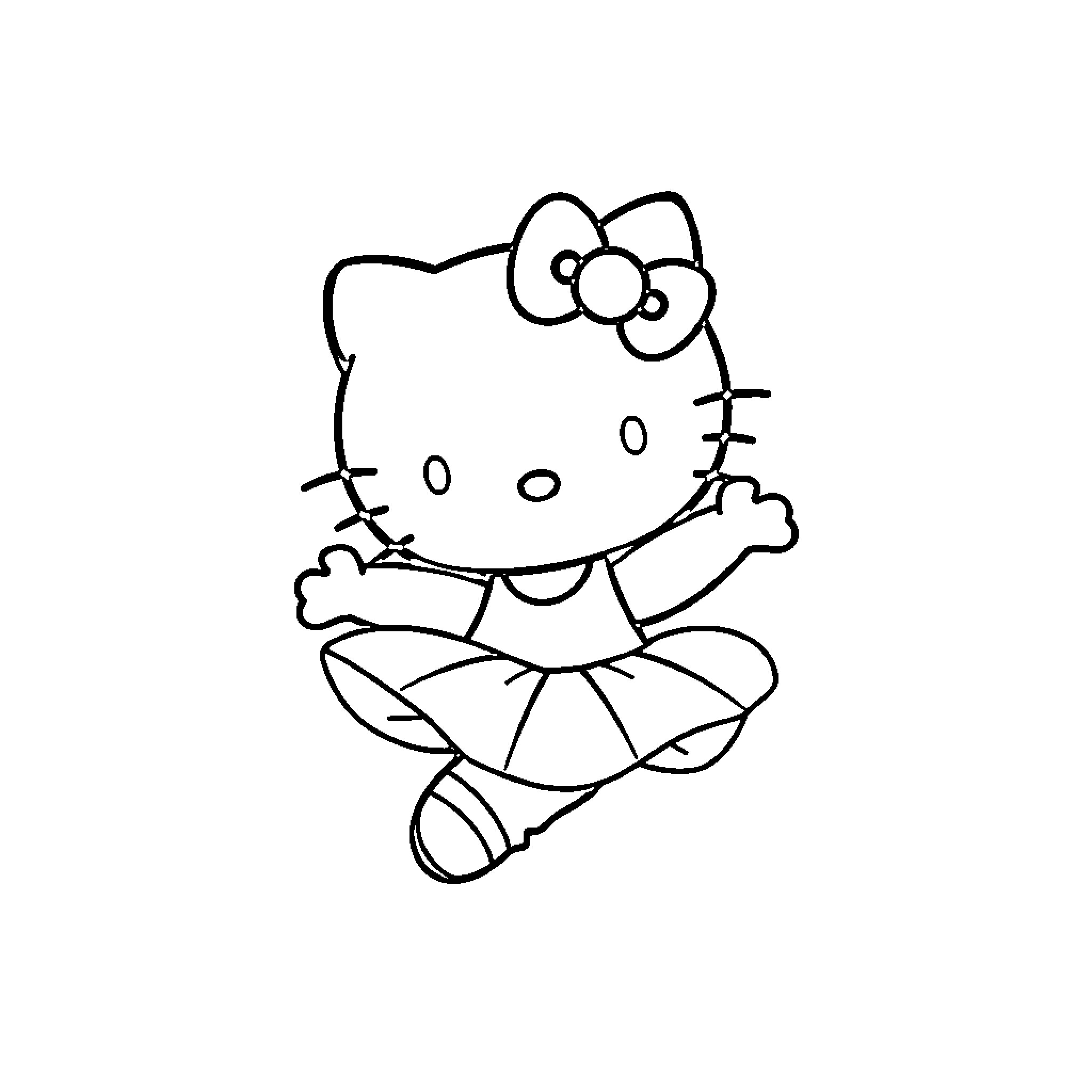 Hello Kitty sitting in a yoga pose Coloring Page (free black-and-white line drawing printable PDF for all, from beginners to advanced learners, including children, teens, adults, and seniors)