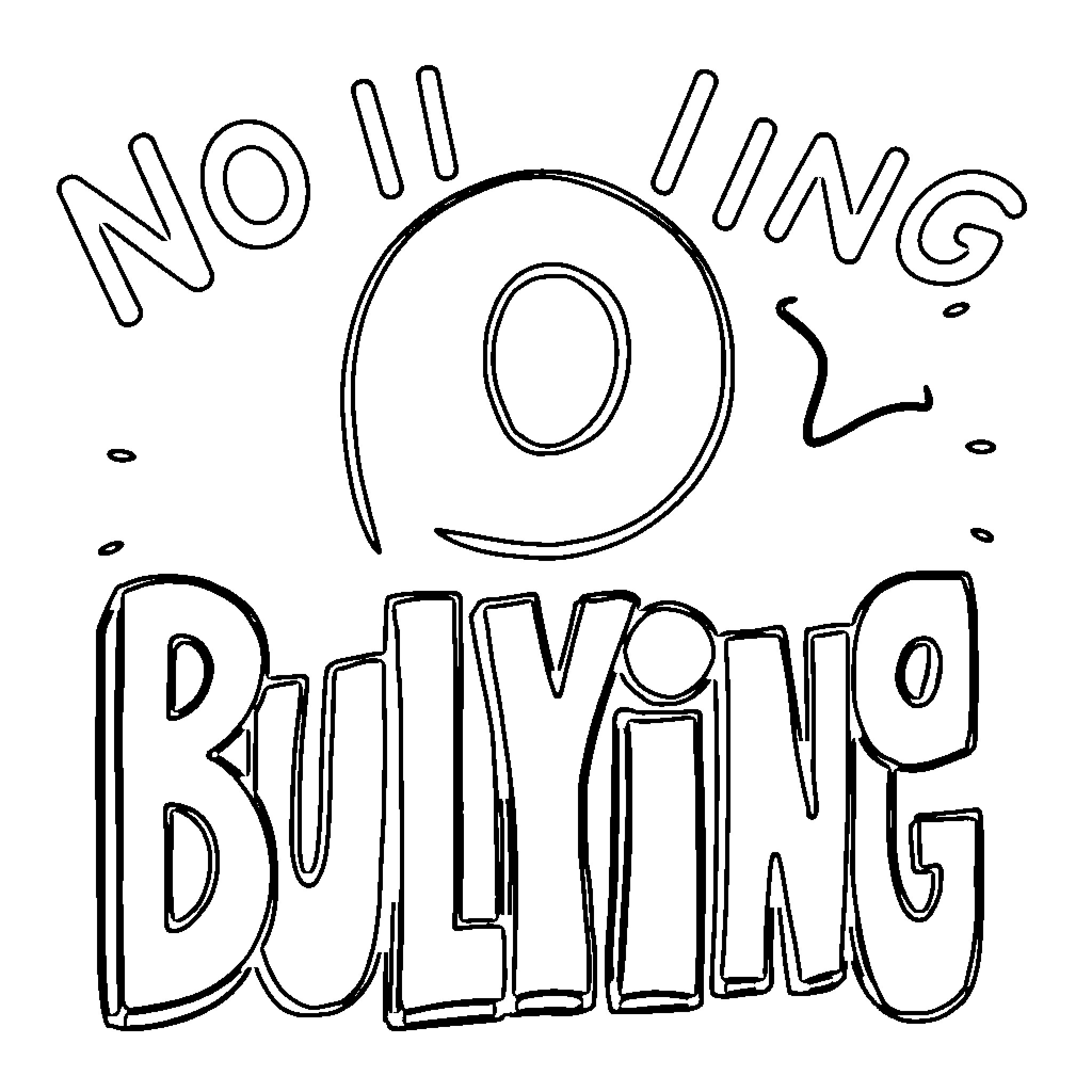 Bullying: No more Bullying Coloring Page (free black-and-white line drawing printable PDF for all, from beginners to advanced learners, including children, teens, adults, and seniors)