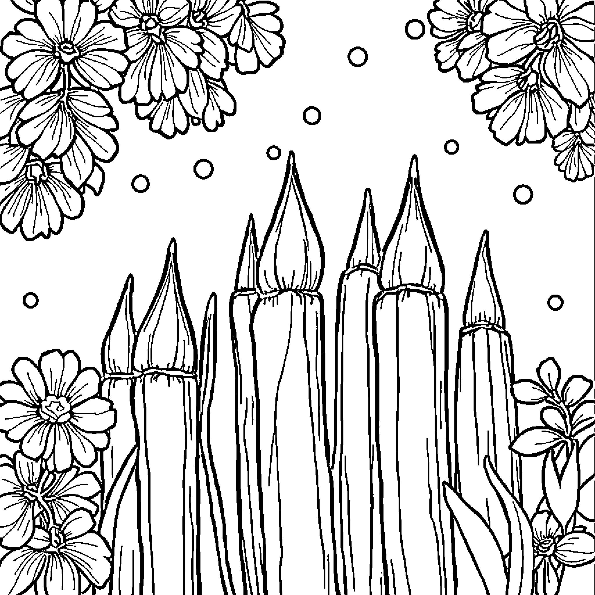 Blue's Clues Magical Castles and Flowers Coloring Page (free black-and-white line drawing printable PDF for all, from beginners to advanced learners, including children, teens, adults, and seniors)