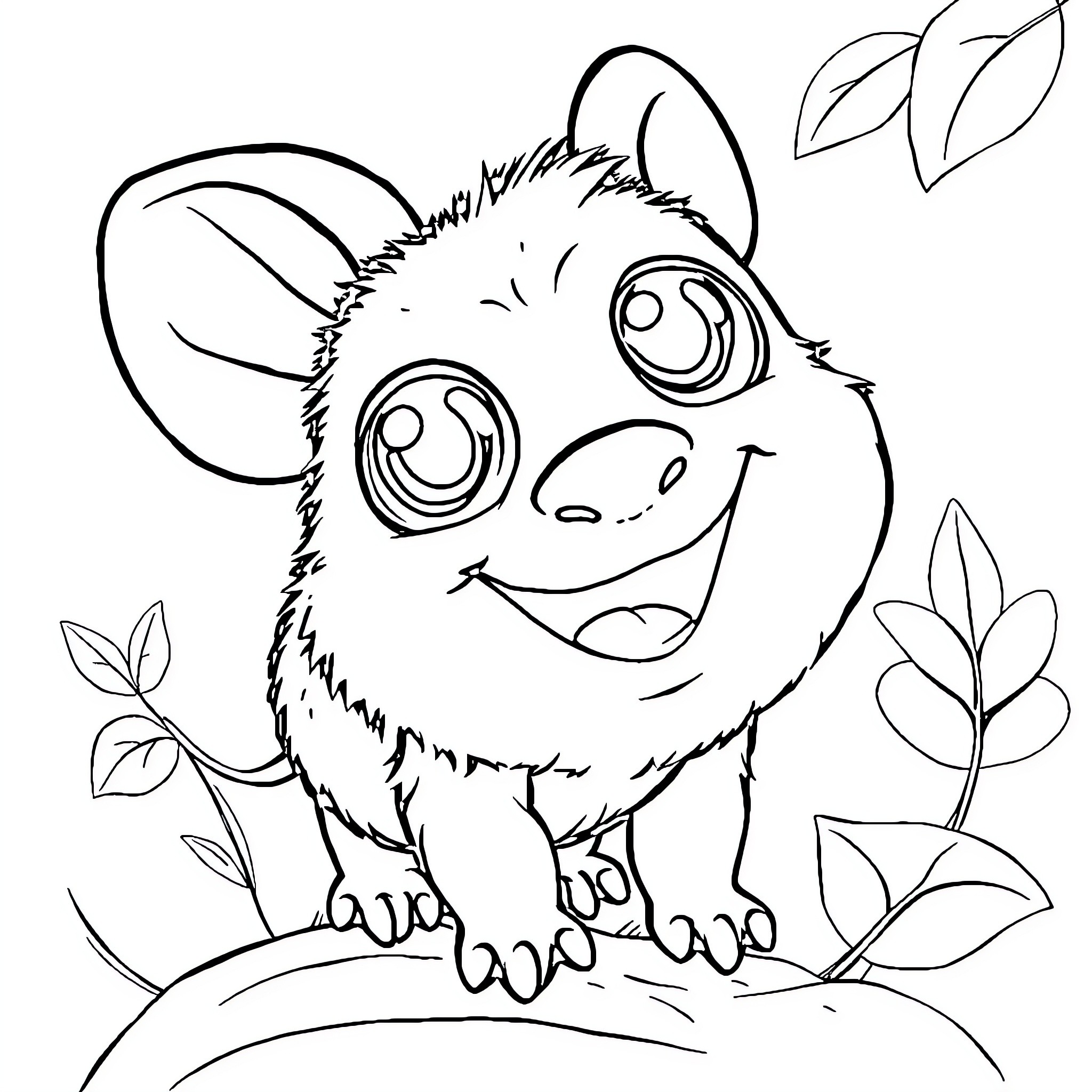 Labubu's Whimsical Woodland Adventure Coloring Page (free black-and-white line drawing printable PDF for all, from beginners to advanced learners, including children, teens, adults, and seniors)