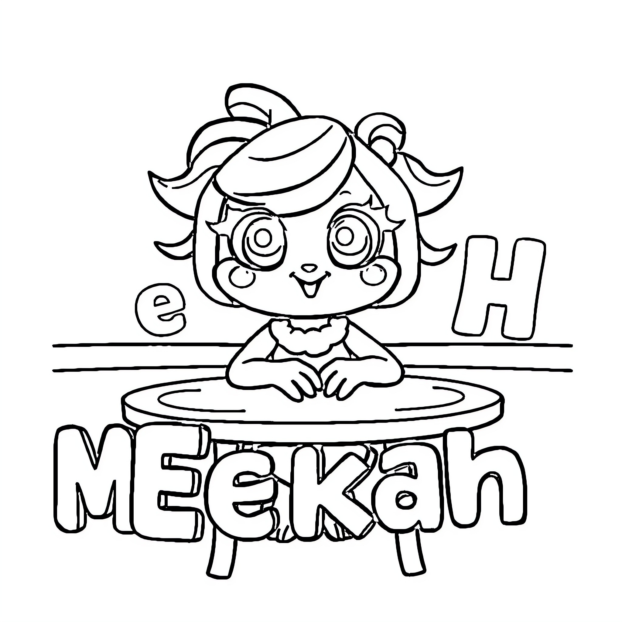 Meekah's Cheerful Playtime Coloring Page (free black-and-white line drawing printable PDF for all, from beginners to advanced learners, including children, teens, adults, and seniors)