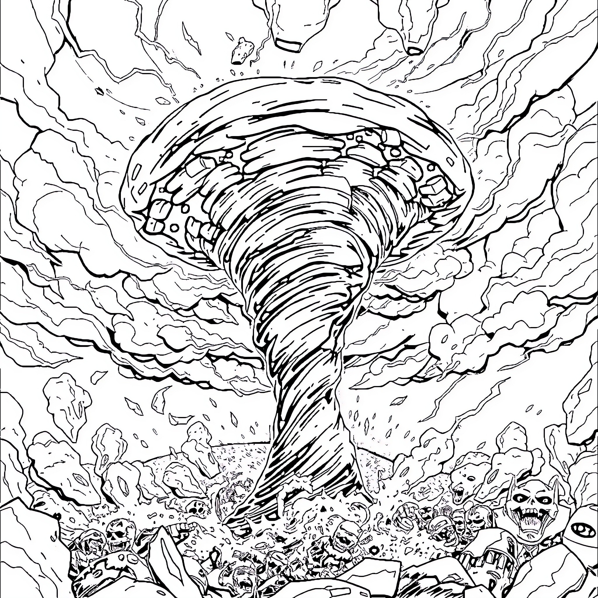 Dominators of the Tempestuous Realm Coloring Page (free black-and-white line drawing printable PDF for all, from beginners to advanced learners, including children, teens, adults, and seniors)