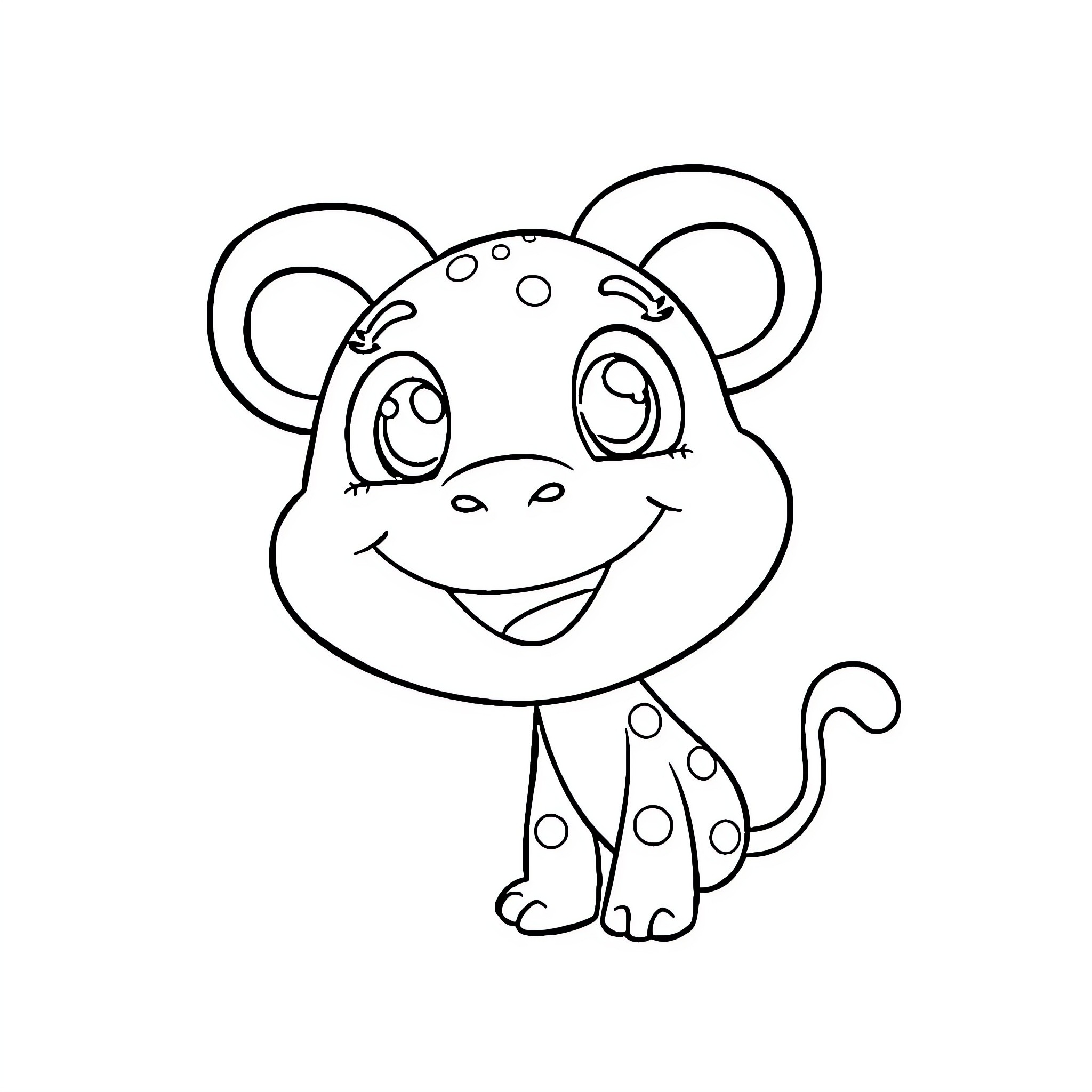 Labubu the Cute Spotted Creature Coloring Page (free black-and-white line drawing printable PDF for all, from beginners to advanced learners, including children, teens, adults, and seniors)
