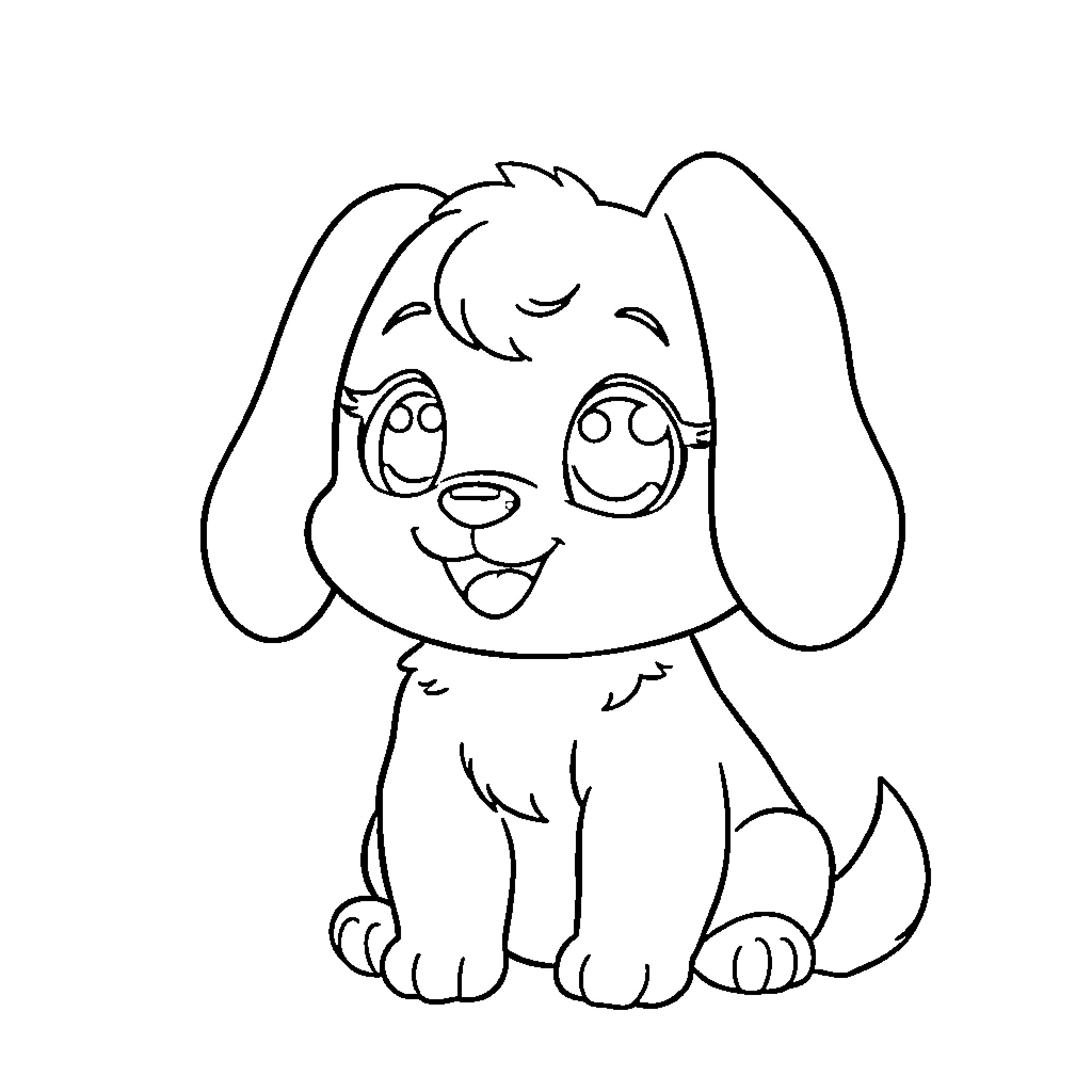 Cinnamoroll smiling and enjoying the day Coloring Page (free black-and-white line drawing printable PDF for all, from beginners to advanced learners, including children, teens, adults, and seniors)