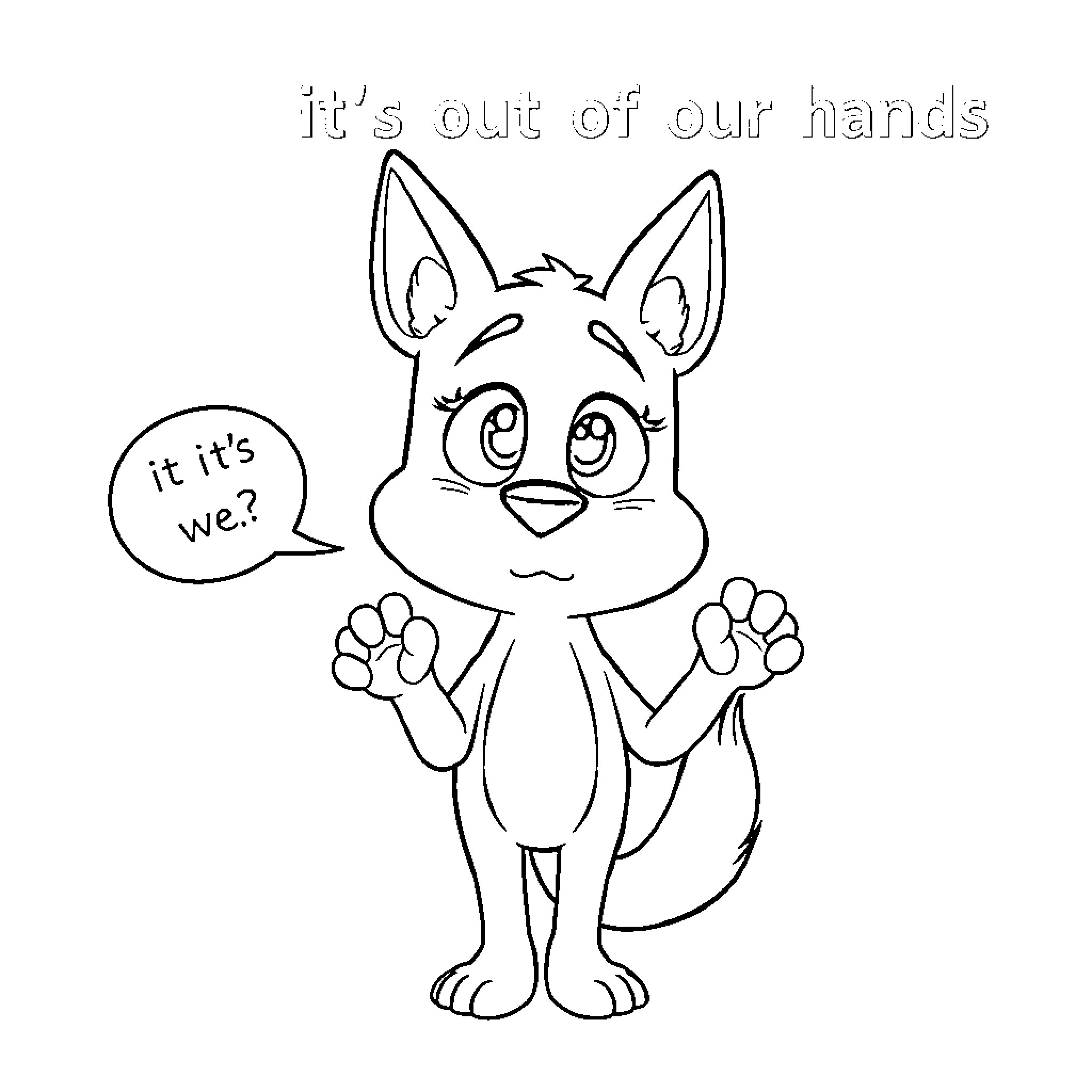 Bluey's Playful Antics and Curious Expressions Coloring Page (free black-and-white line drawing printable PDF for all, from beginners to advanced learners, including children, teens, adults, and seniors)