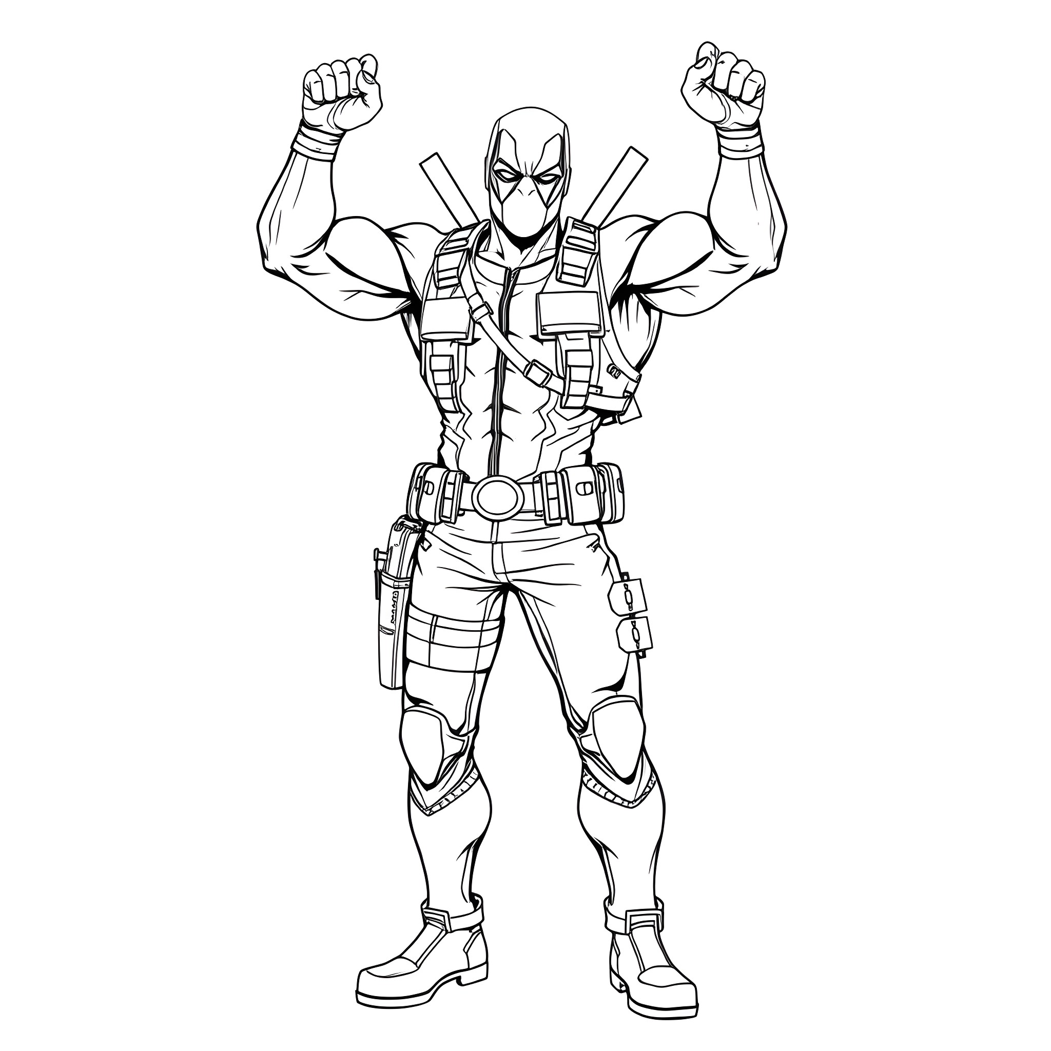 Hulk Powerful Superhero in Heroic Pose Coloring Page (free black-and-white line drawing printable PDF for all, from beginners to advanced learners, including children, teens, adults, and seniors)