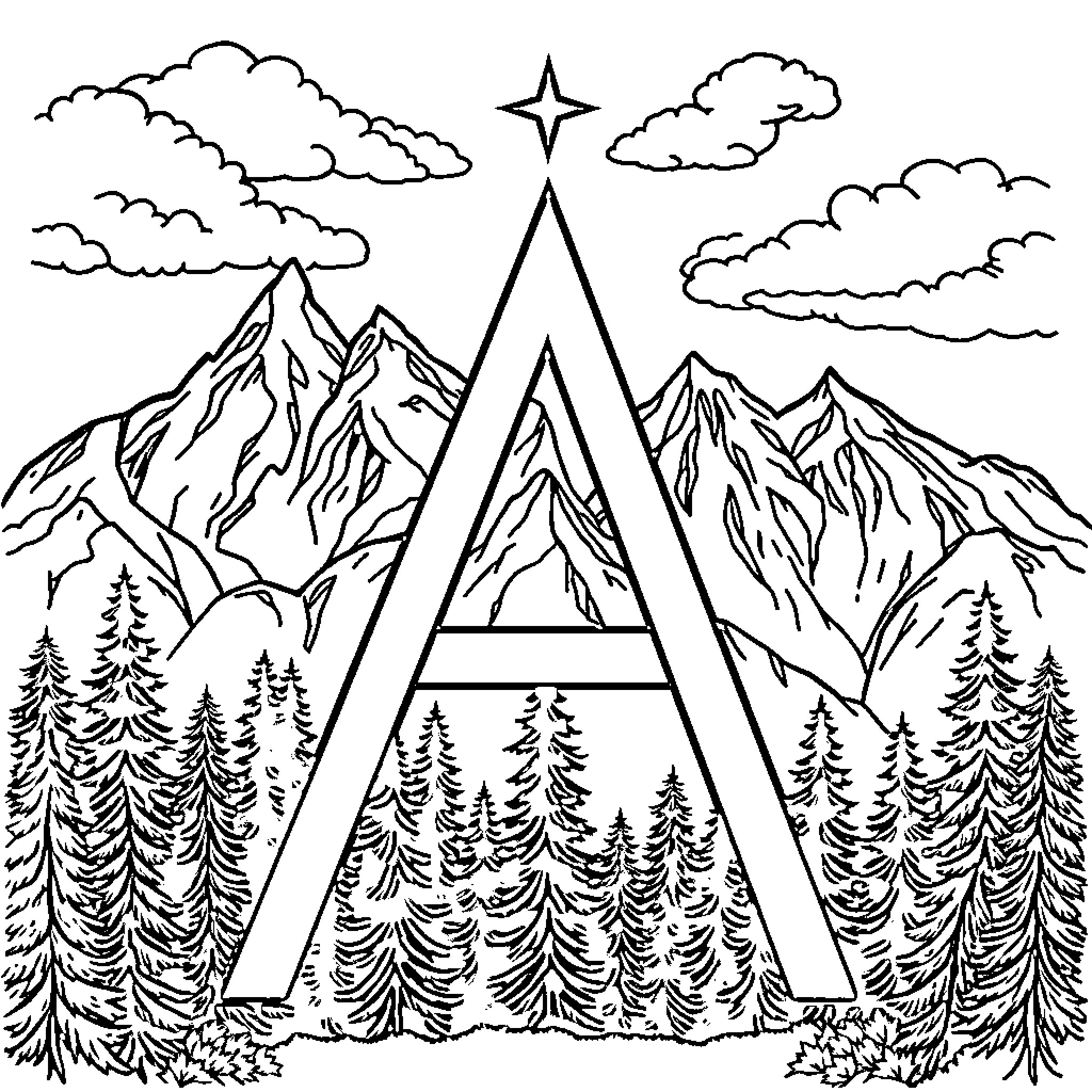 Brotherhood of the Mountains Coloring Page (free black-and-white line drawing printable PDF for all, from beginners to advanced learners, including children, teens, adults, and seniors)