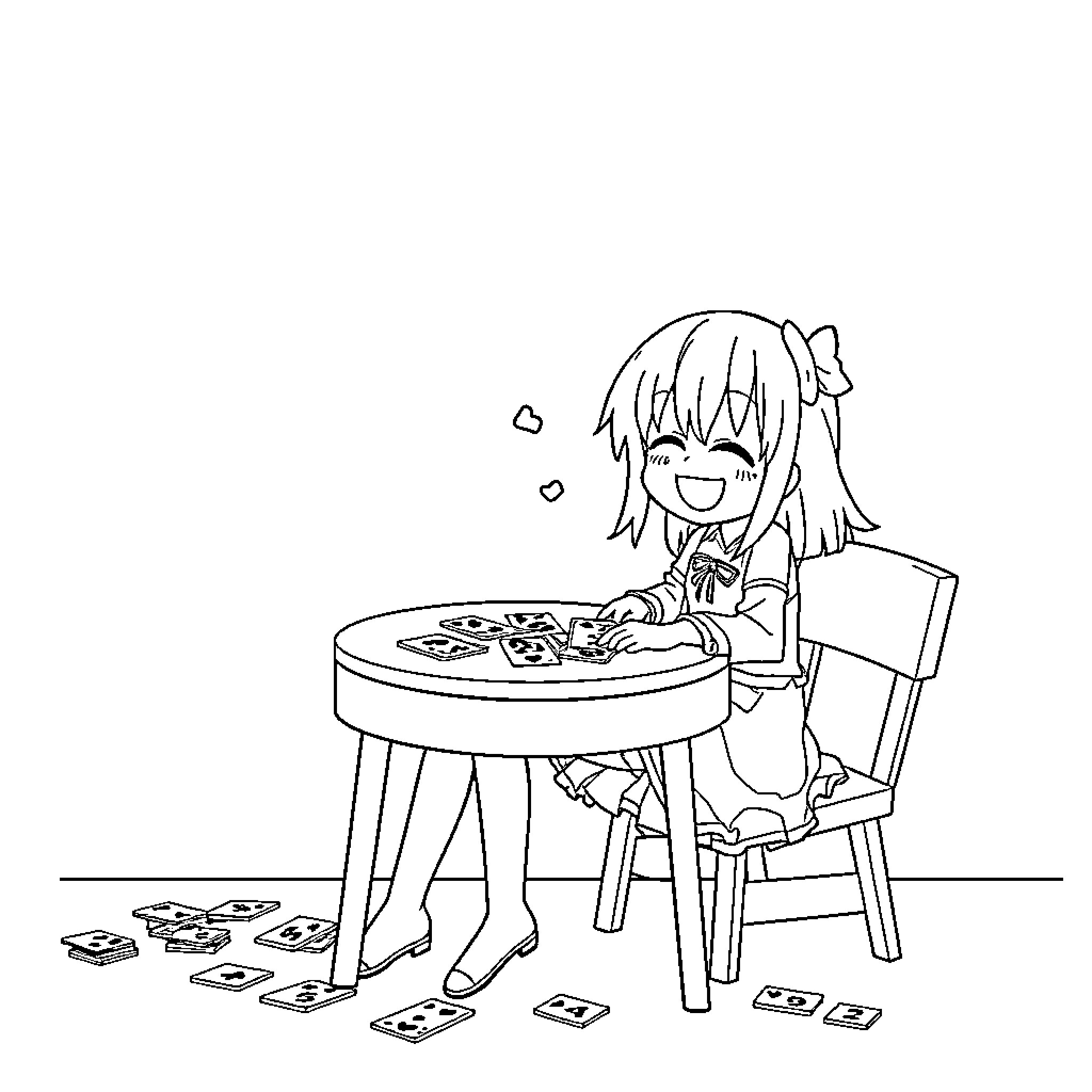 Kuromi playing happily with toys Coloring Page (free black-and-white line drawing printable PDF for all, from beginners to advanced learners, including children, teens, adults, and seniors)