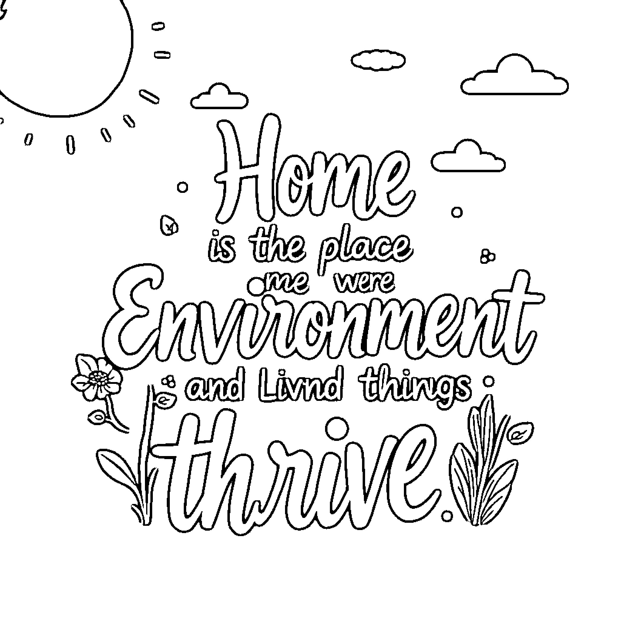 Habitat where one can thrive and live Coloring Page (free black-and-white line drawing printable PDF for all, from beginners to advanced learners, including children, teens, adults, and seniors)
