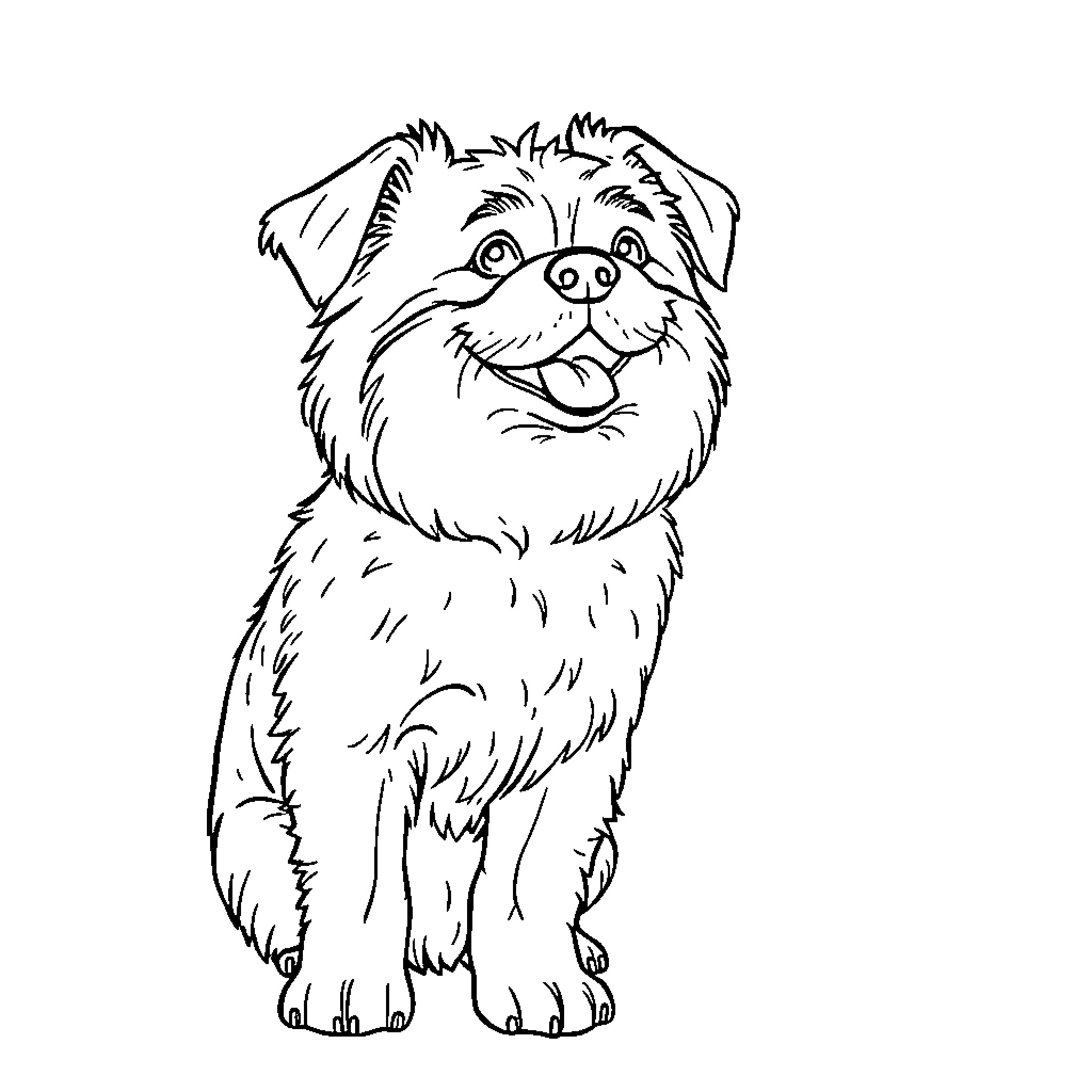 Dachshund pup with happy expression Coloring Page (free black-and-white line drawing printable PDF for all, from beginners to advanced learners, including children, teens, adults, and seniors)