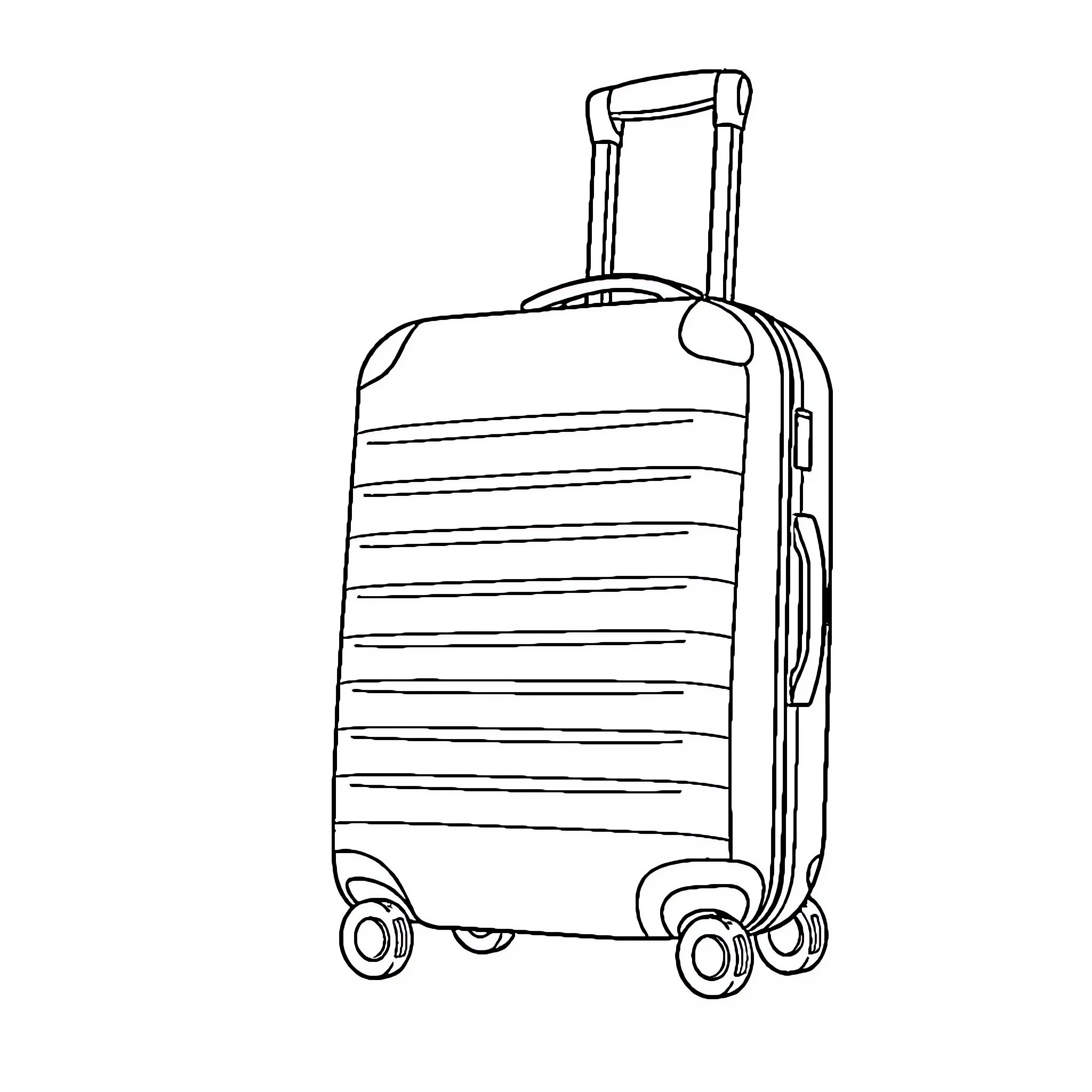 Valise with Wheels and Handle Coloring Page (free black-and-white line drawing printable PDF for all, from beginners to advanced learners, including children, teens, adults, and seniors)