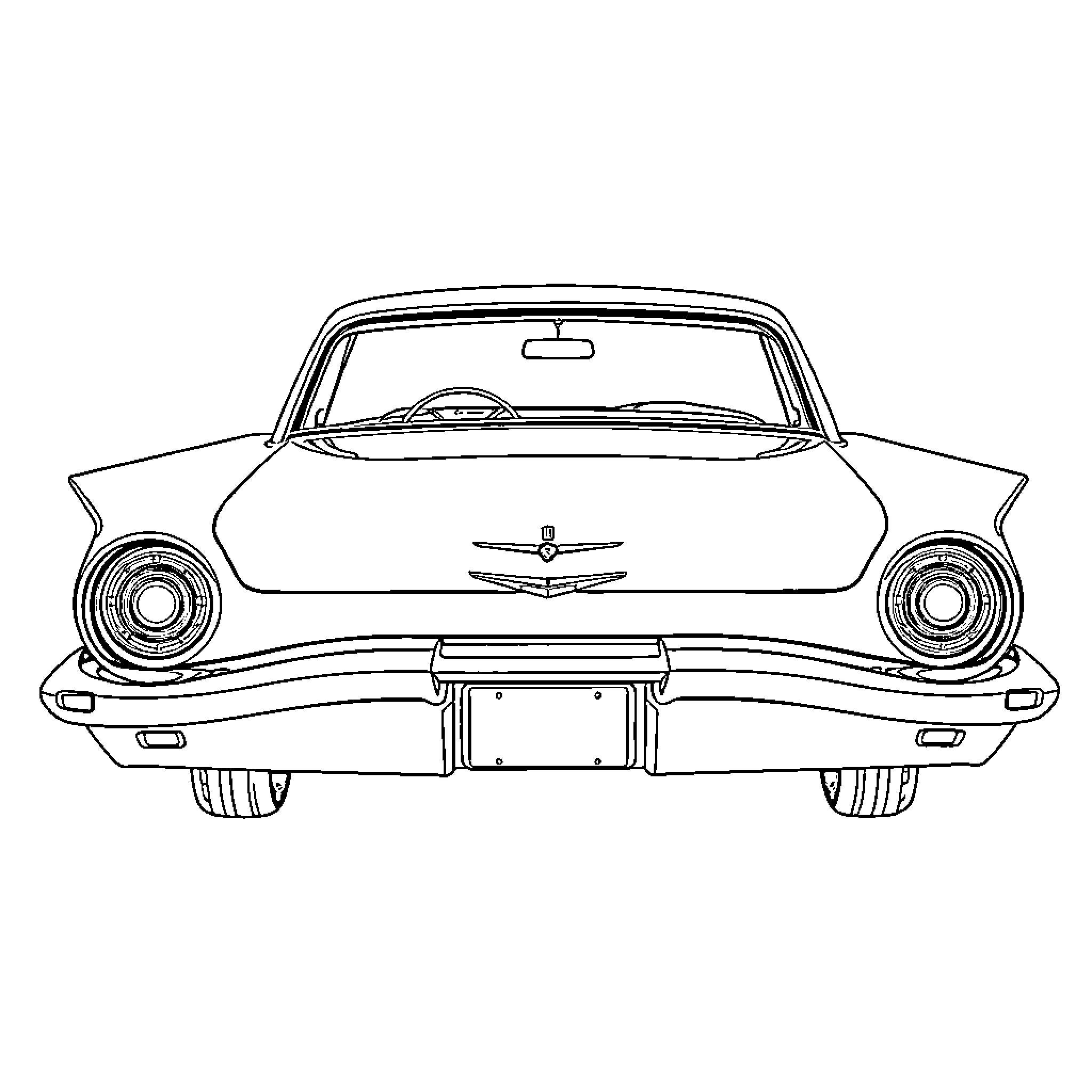Ford Thunderbird classic automobile Coloring Page (free black-and-white line drawing printable PDF for all, from beginners to advanced learners, including children, teens, adults, and seniors)