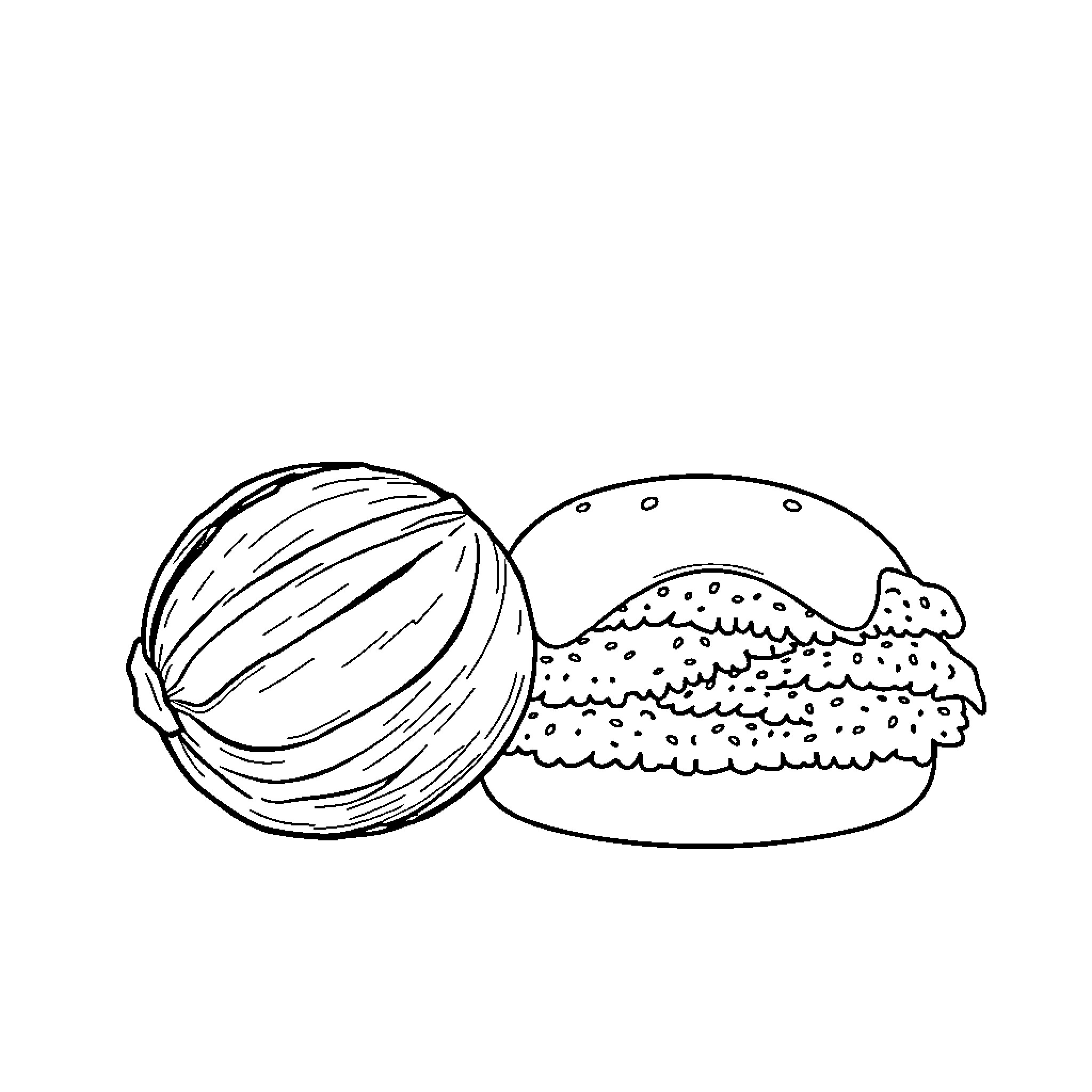 Walnut shells with unique patterns Coloring Page (free black-and-white line drawing printable PDF for all, from beginners to advanced learners, including children, teens, adults, and seniors)