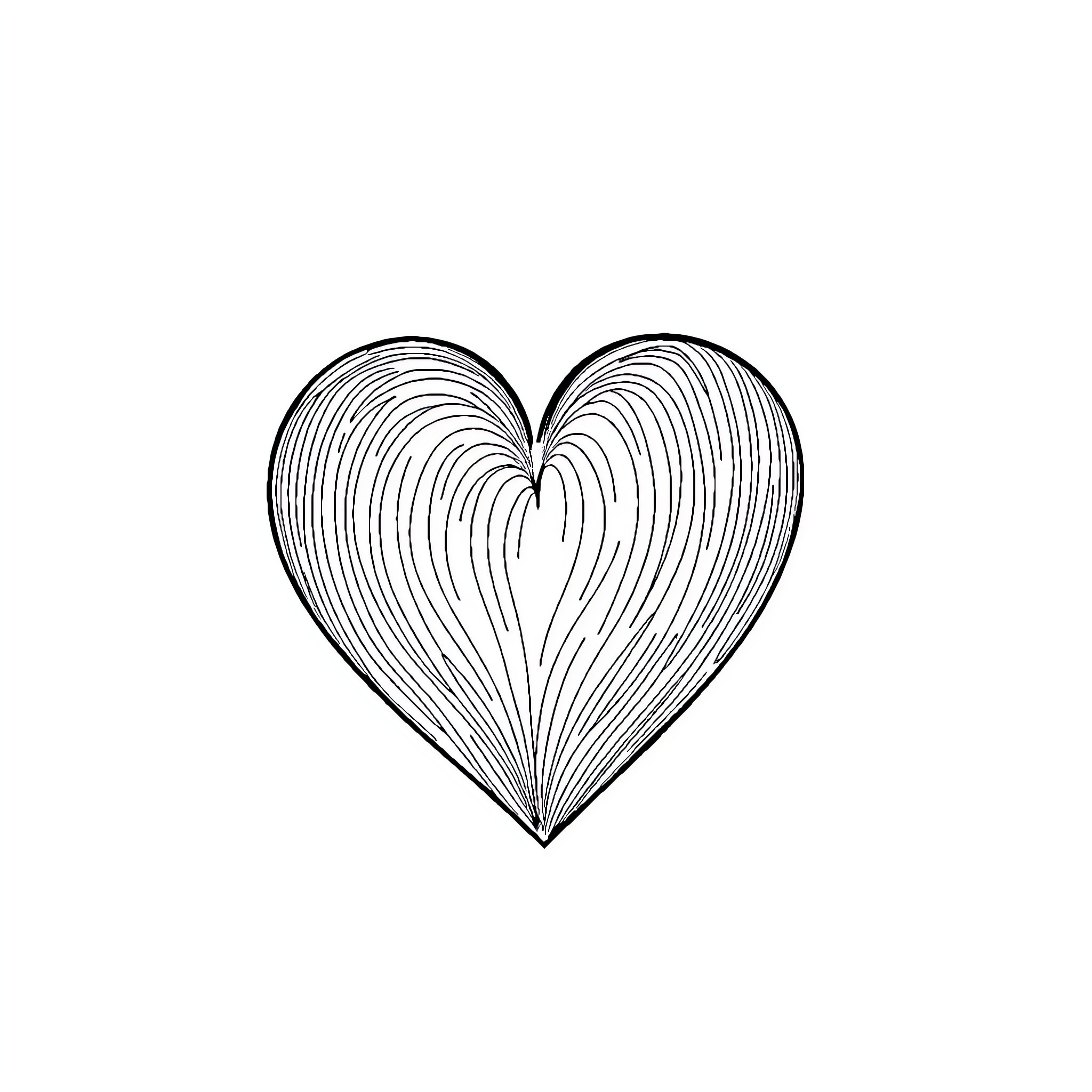 Heart-shaped pattern with intricate lines Coloring Page (free black-and-white line drawing printable PDF for all, from beginners to advanced learners, including children, teens, adults, and seniors)