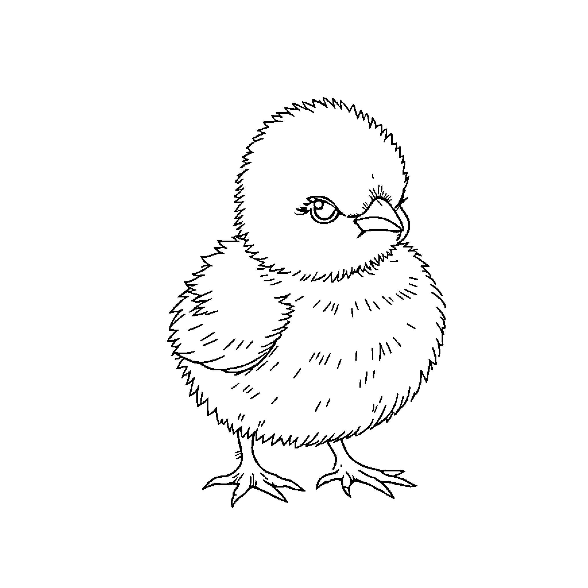 Chick hatching from egg Coloring Page (free black-and-white line drawing printable PDF for all, from beginners to advanced learners, including children, teens, adults, and seniors)