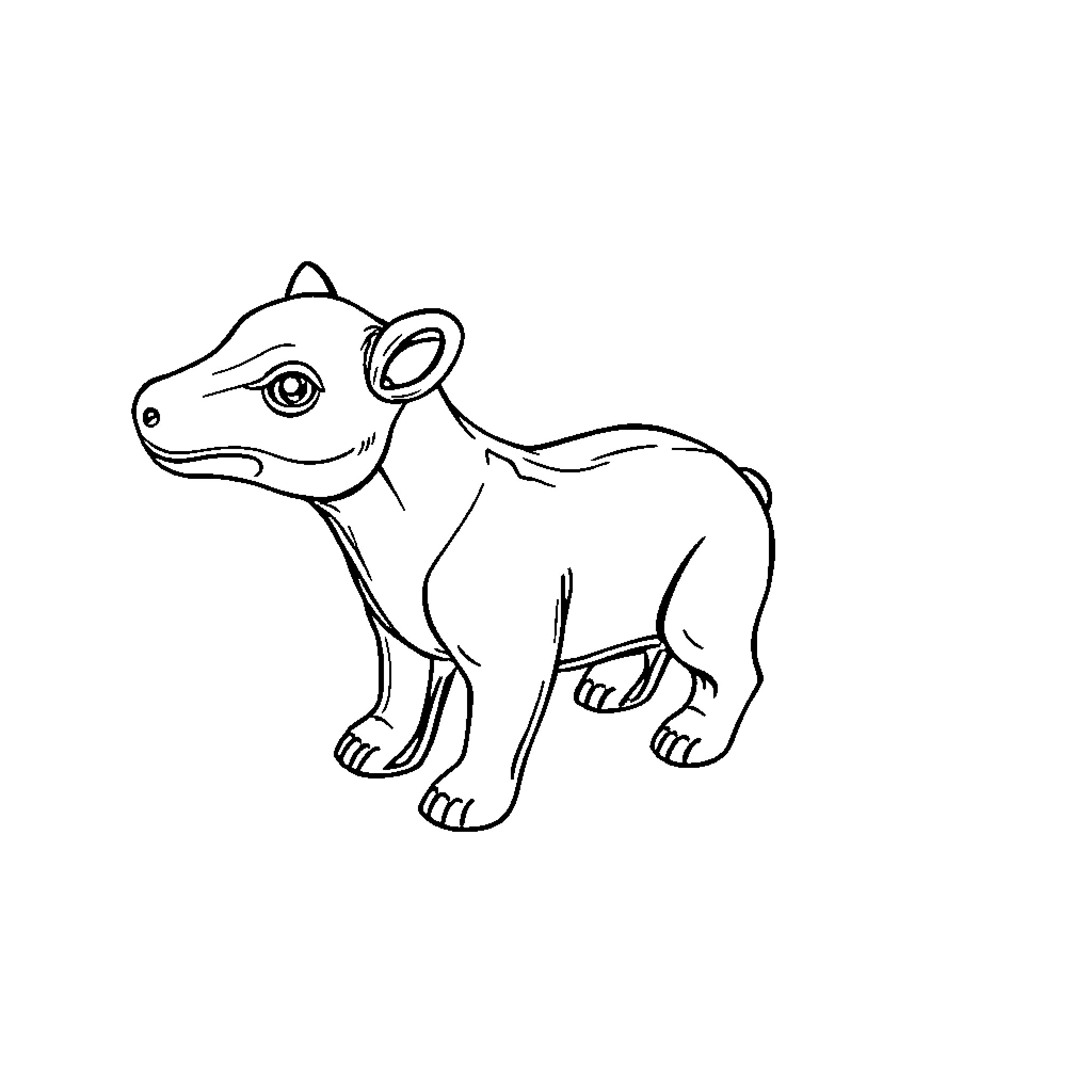 Figurine of a curious animal exploring Coloring Page (free black-and-white line drawing printable PDF for all, from beginners to advanced learners, including children, teens, adults, and seniors)