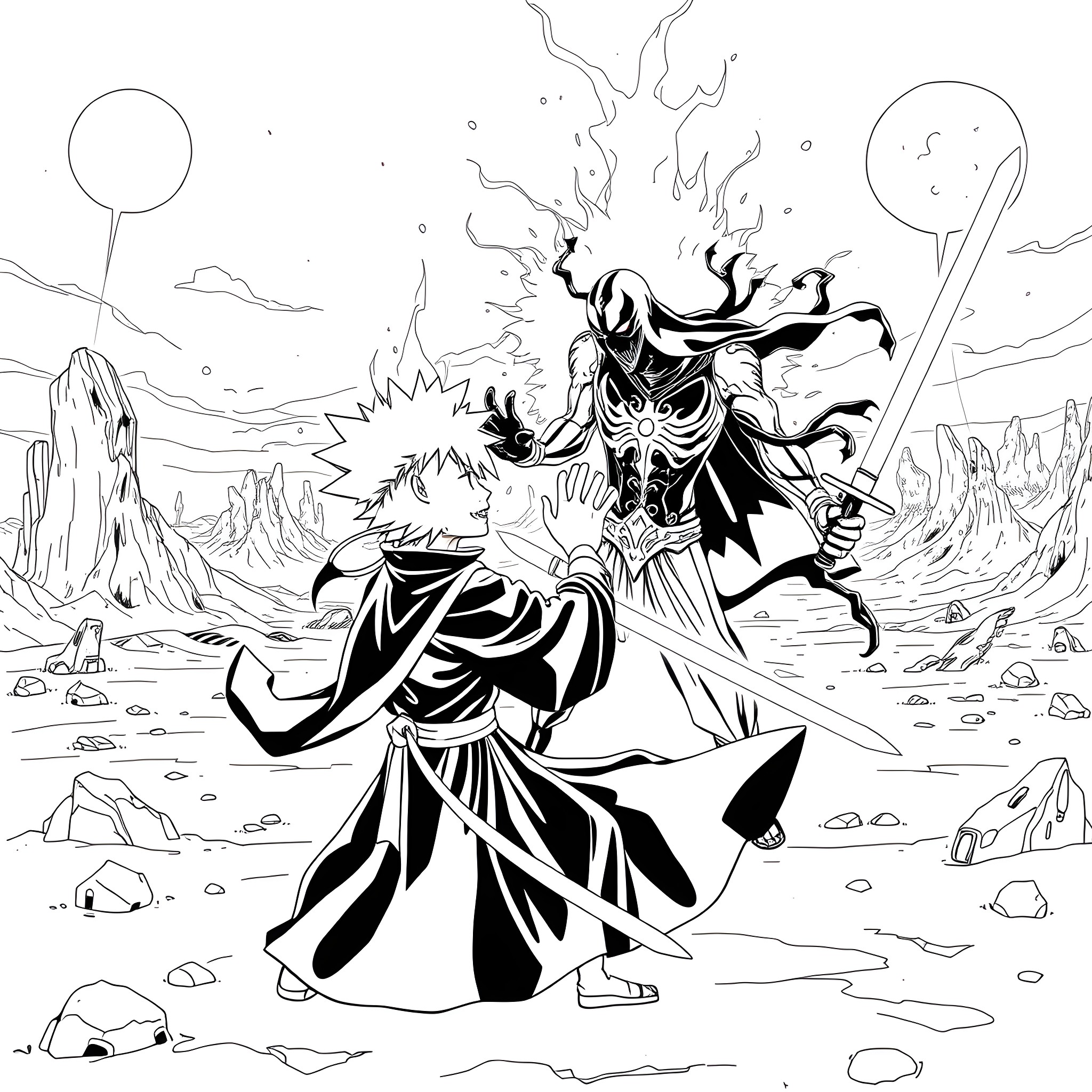 Venom Warrior Unleashing Powerful Energy in Magical Realm Coloring Page (free black-and-white line drawing printable PDF for all, from beginners to advanced learners, including children, teens, adults, and seniors)