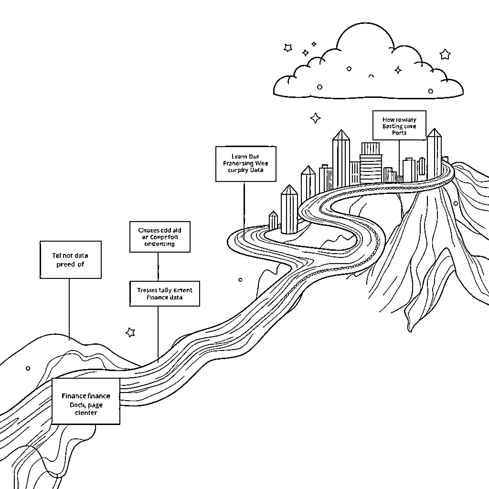 Finance concepts and strategies illustrated Coloring Page (free black-and-white line drawing printable PDF for all, from beginners to advanced learners, including children, teens, adults, and seniors)