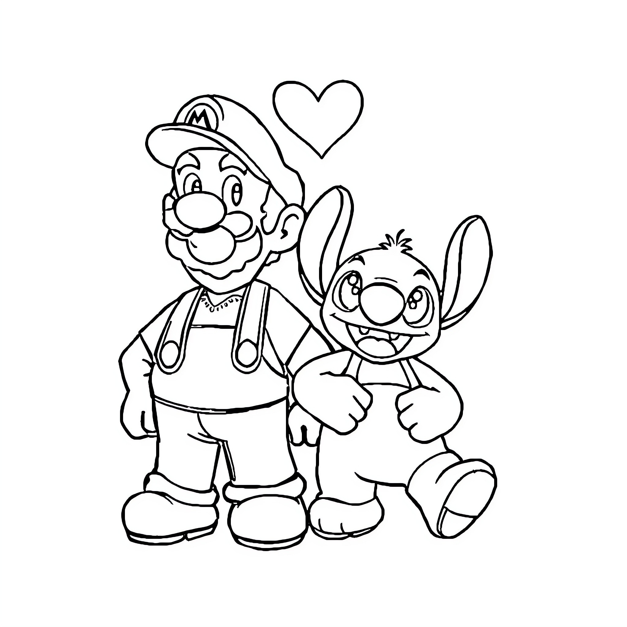 Tattoo of playful cartoon characters Coloring Page (free black-and-white line drawing printable PDF for all, from beginners to advanced learners, including children, teens, adults, and seniors)