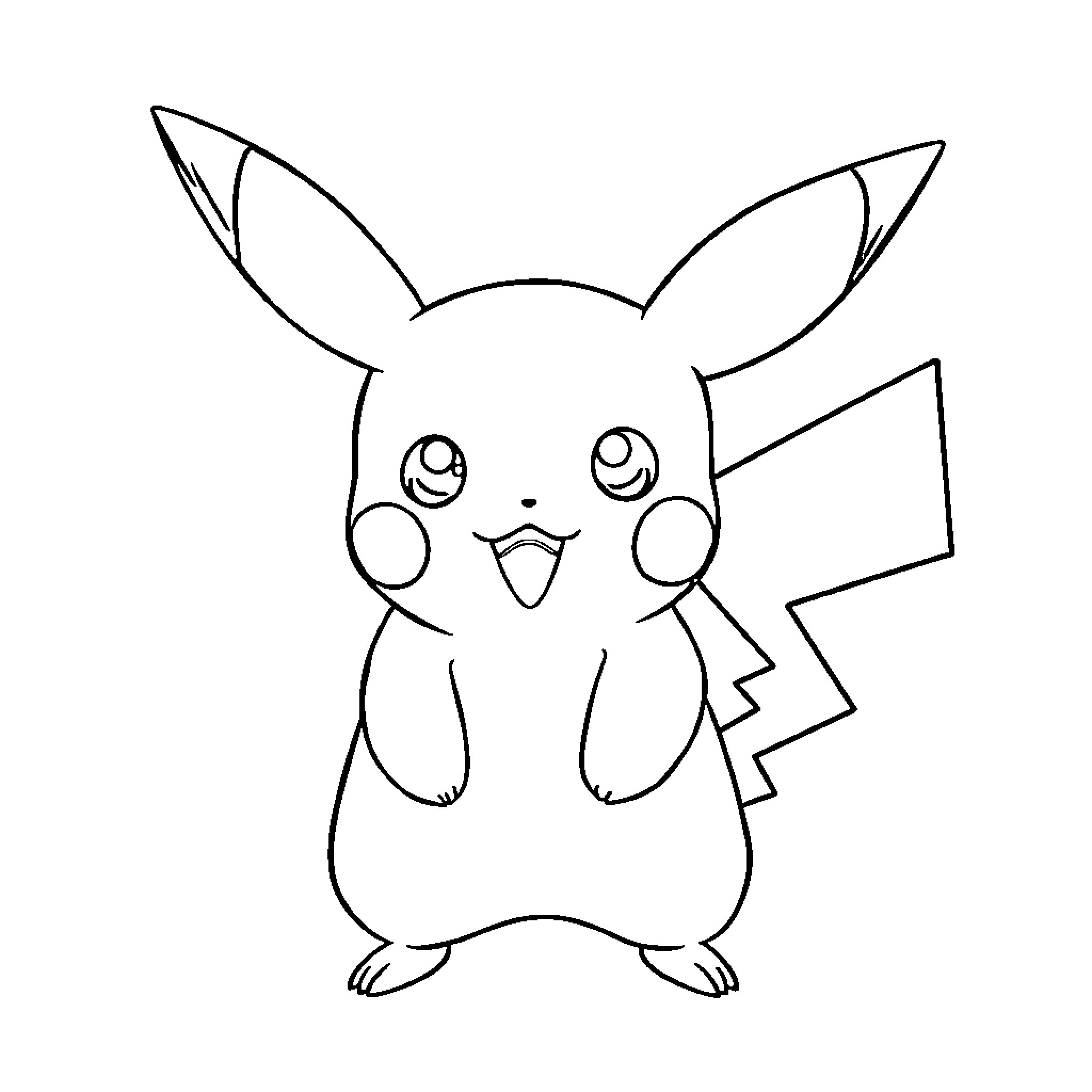 Pikachu the beloved Pokemon character Coloring Page (free black-and-white line drawing printable PDF for all, from beginners to advanced learners, including children, teens, adults, and seniors)