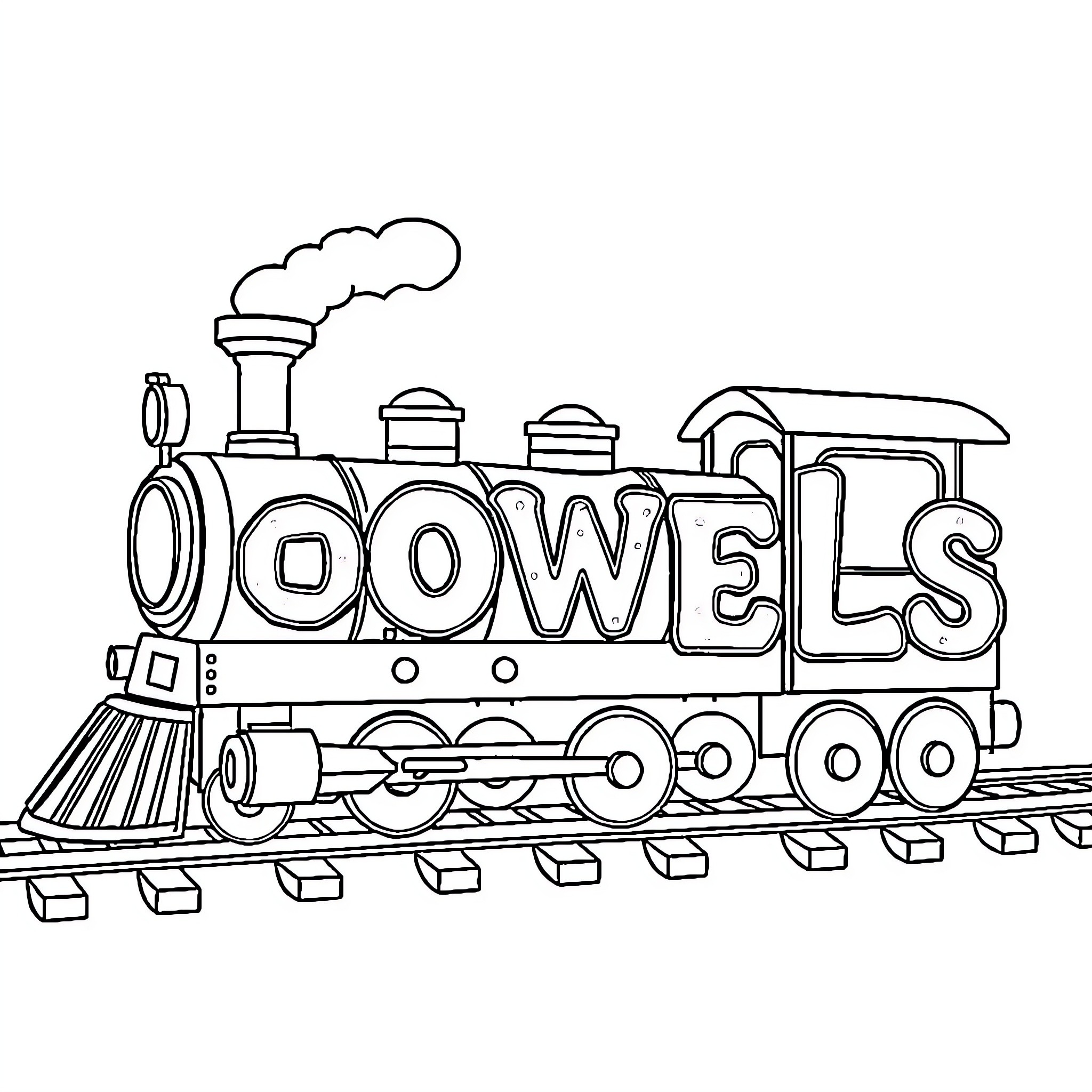 Train with Locomotive Carrying Towels Coloring Page (free black-and-white line drawing printable PDF for all, from beginners to advanced learners, including children, teens, adults, and seniors)