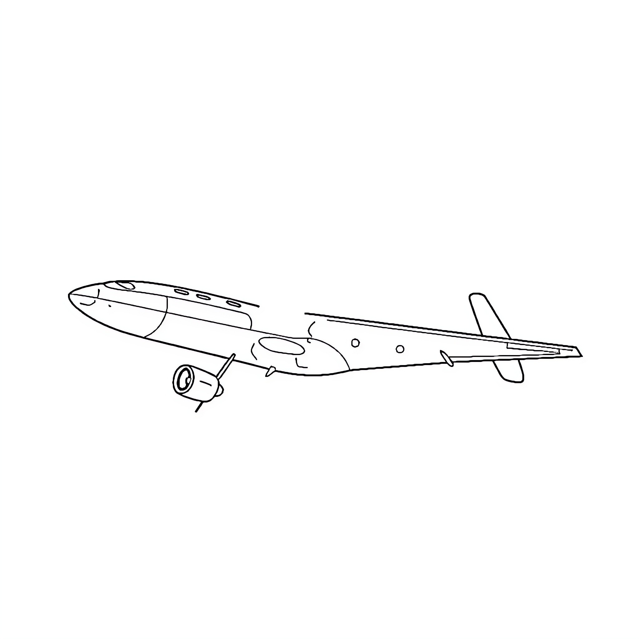 Plane soaring through the sky Coloring Page (free black-and-white line drawing printable PDF for all, from beginners to advanced learners, including children, teens, adults, and seniors)