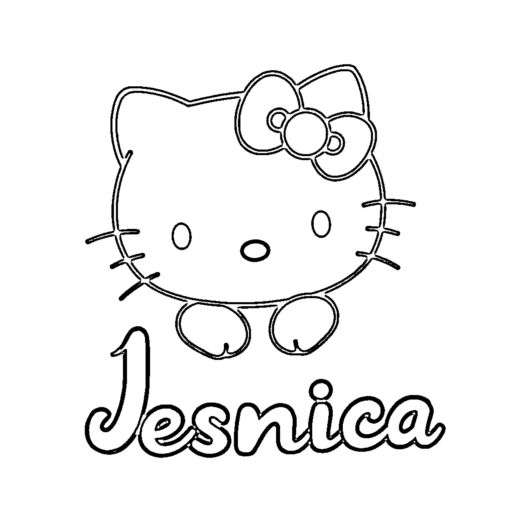 Hello Kitty Jesmca Coloring Page (free black-and-white line drawing printable PDF for all, from beginners to advanced learners, including children, teens, adults, and seniors)