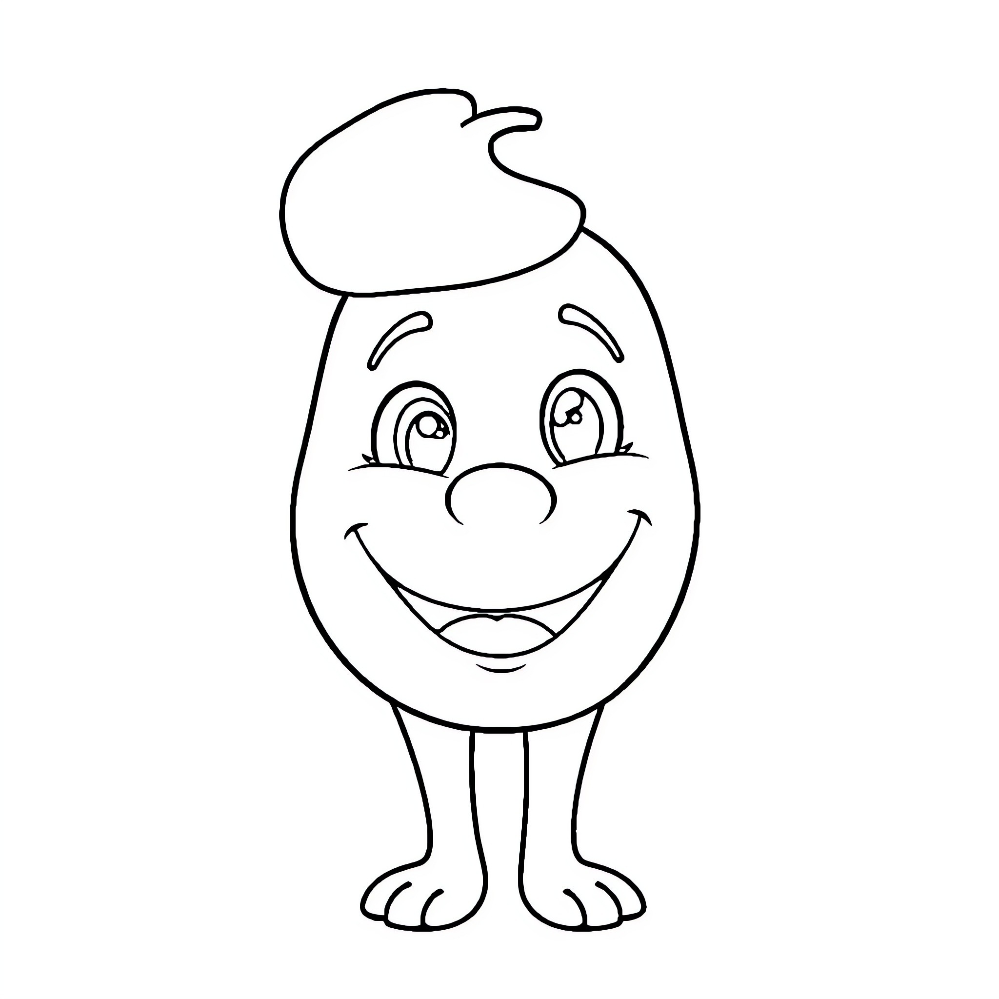 Bobiegood cartoon character with happy expression Coloring Page (free black-and-white line drawing printable PDF for all, from beginners to advanced learners, including children, teens, adults, and seniors)