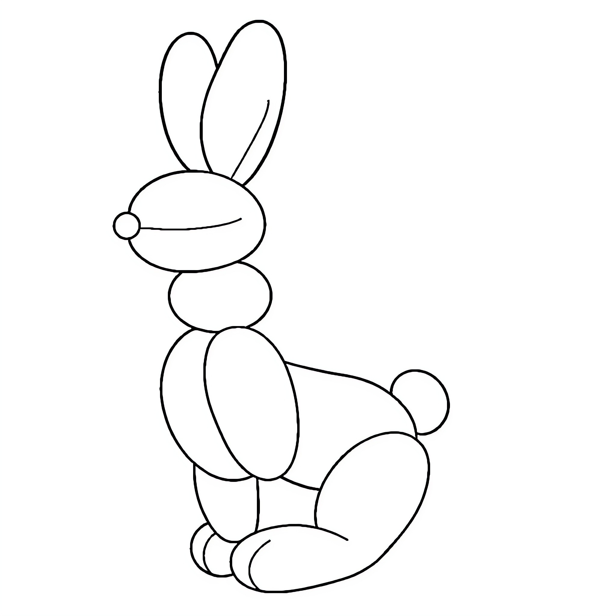 Bunny sitting quietly Coloring Page (free black-and-white line drawing printable PDF for all, from beginners to advanced learners, including children, teens, adults, and seniors)