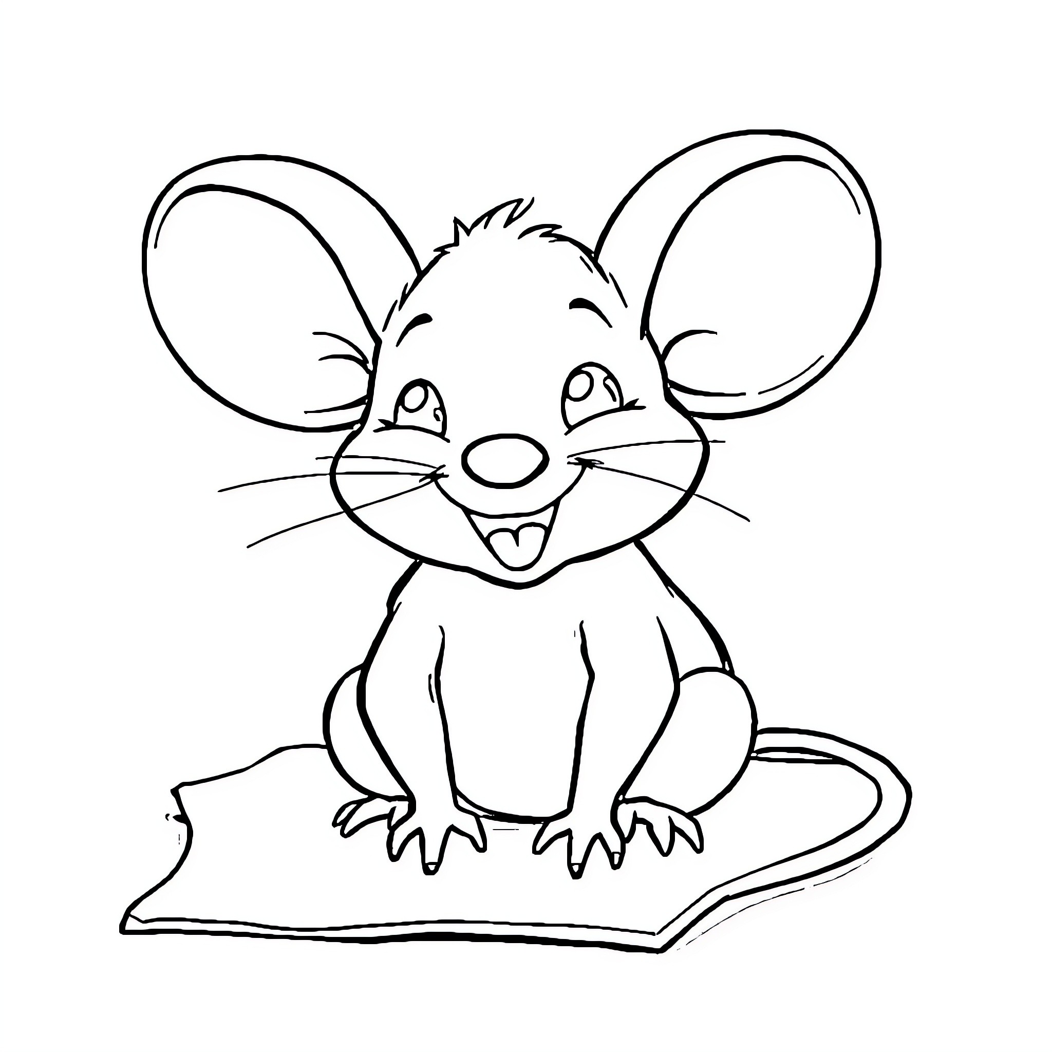 Diddl the happy mouse on a coloring page Coloring Page (free black-and-white line drawing printable PDF for all, from beginners to advanced learners, including children, teens, adults, and seniors)