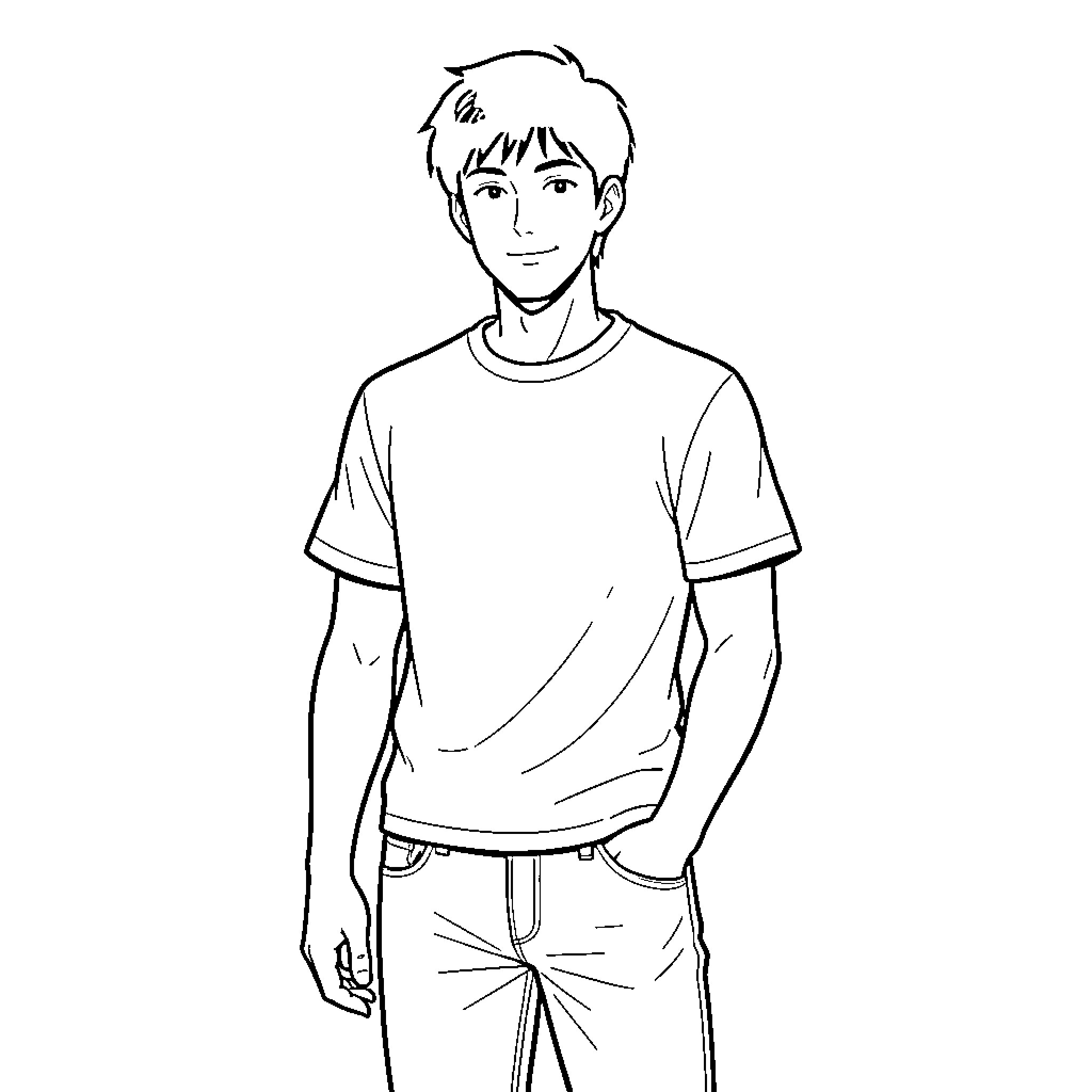 Kyoka Jiro in casual attire with a friendly expression Coloring Page (free black-and-white line drawing printable PDF for all, from beginners to advanced learners, including children, teens, adults, and seniors)