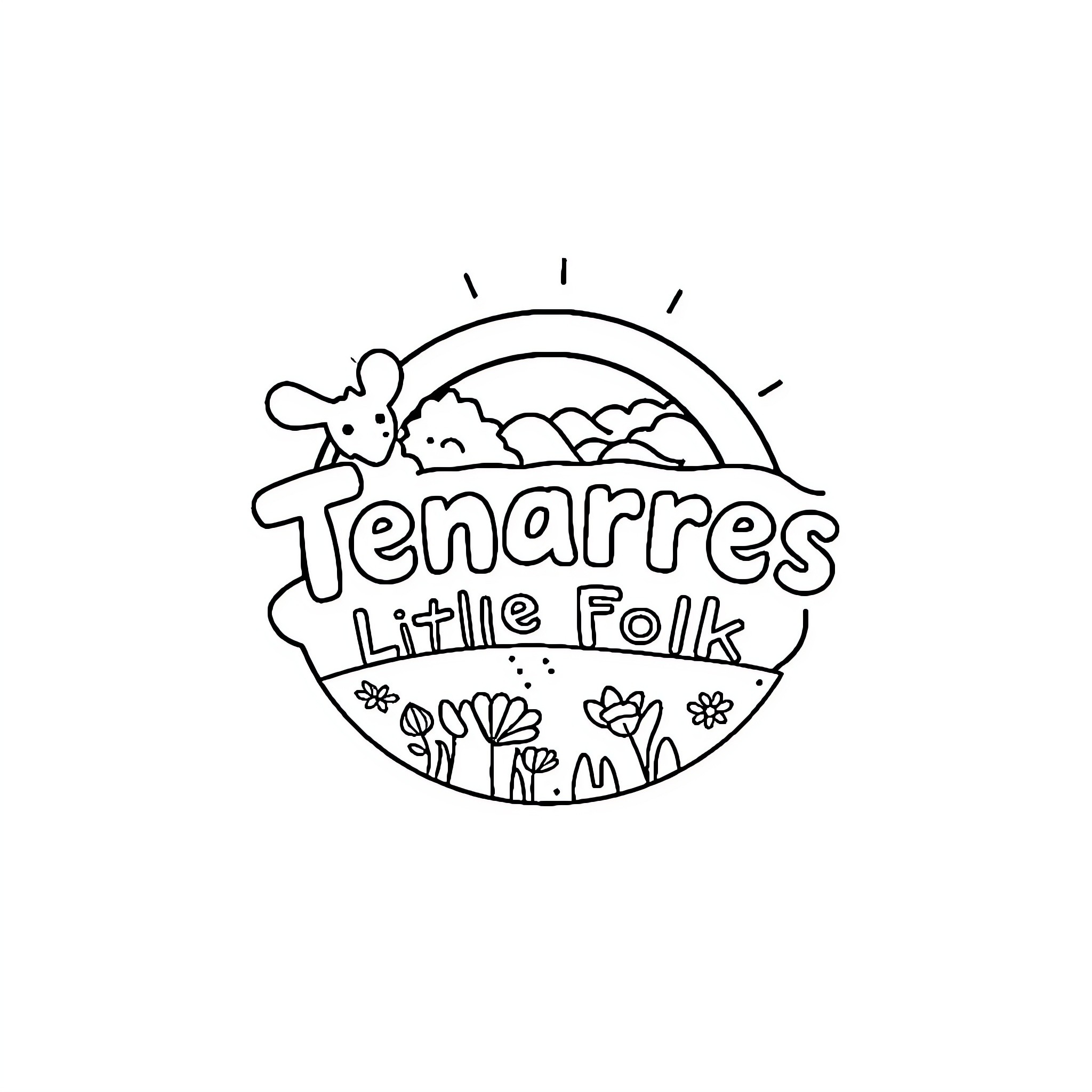 Logo of Tenarres Little Folk with natural scenery Coloring Page (free black-and-white line drawing printable PDF for all, from beginners to advanced learners, including children, teens, adults, and seniors)