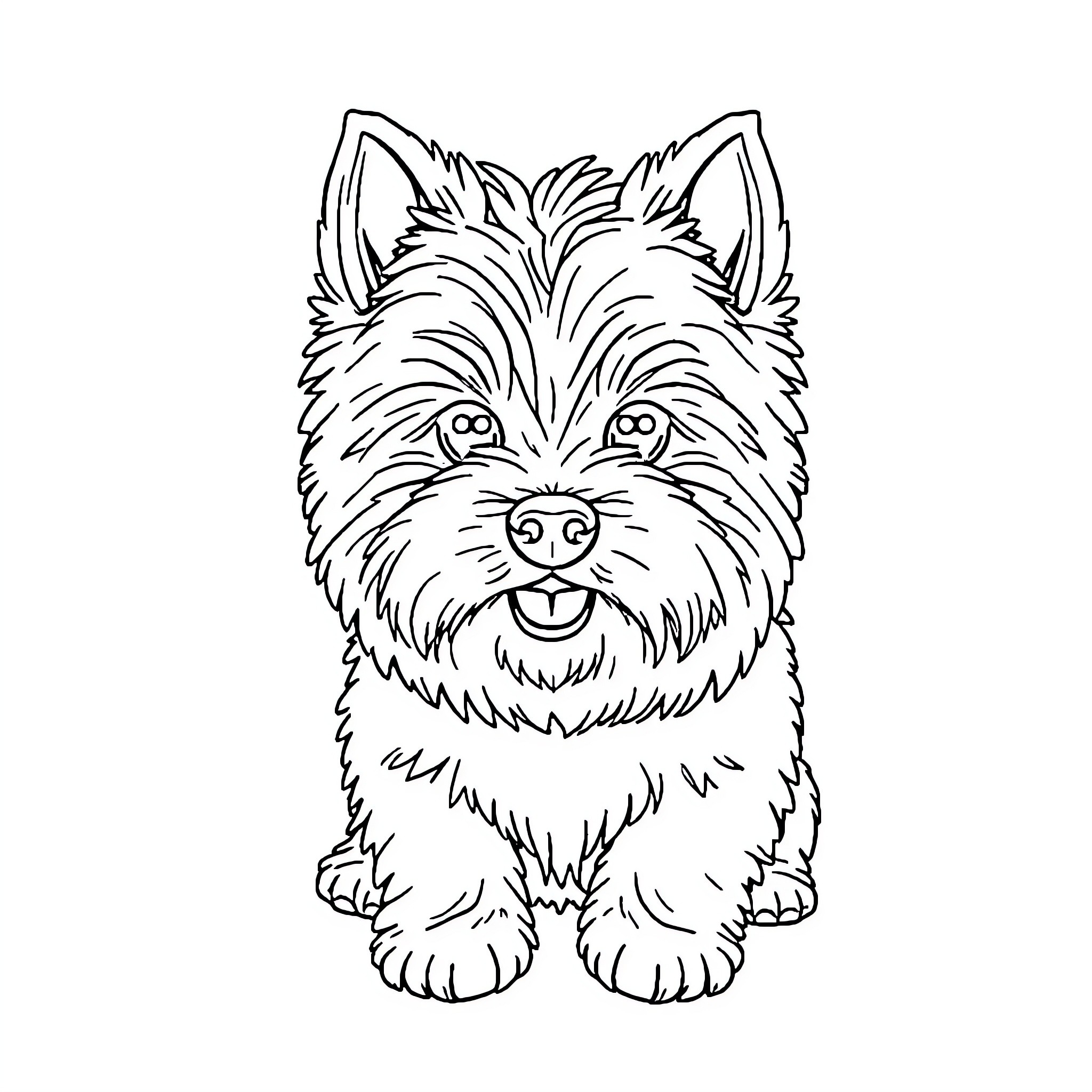 Westie playing happily with a playful expression Coloring Page (free black-and-white line drawing printable PDF for all, from beginners to advanced learners, including children, teens, adults, and seniors)
