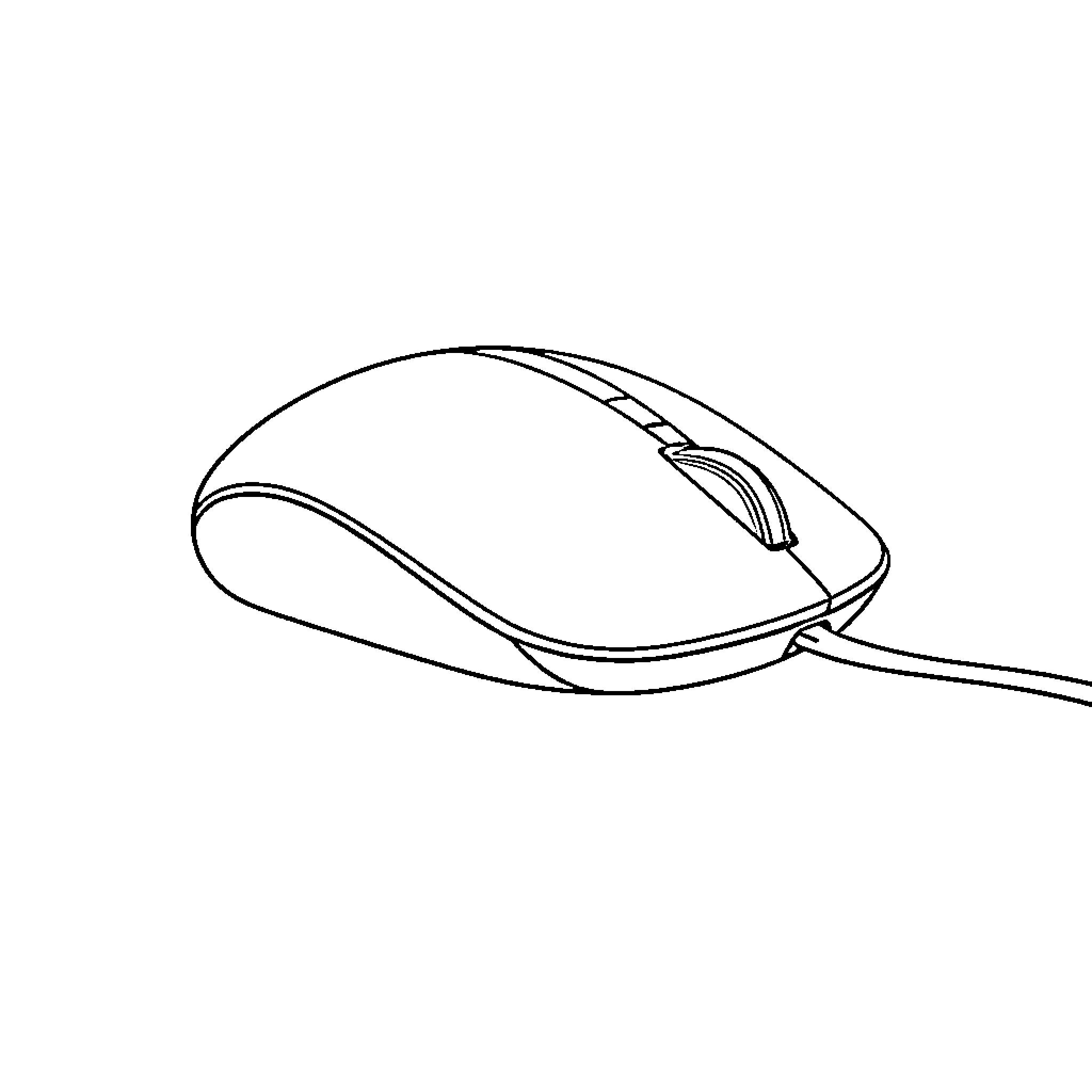 Computer Mouse in simple outline Coloring Page (free black-and-white line drawing printable PDF for all, from beginners to advanced learners, including children, teens, adults, and seniors)