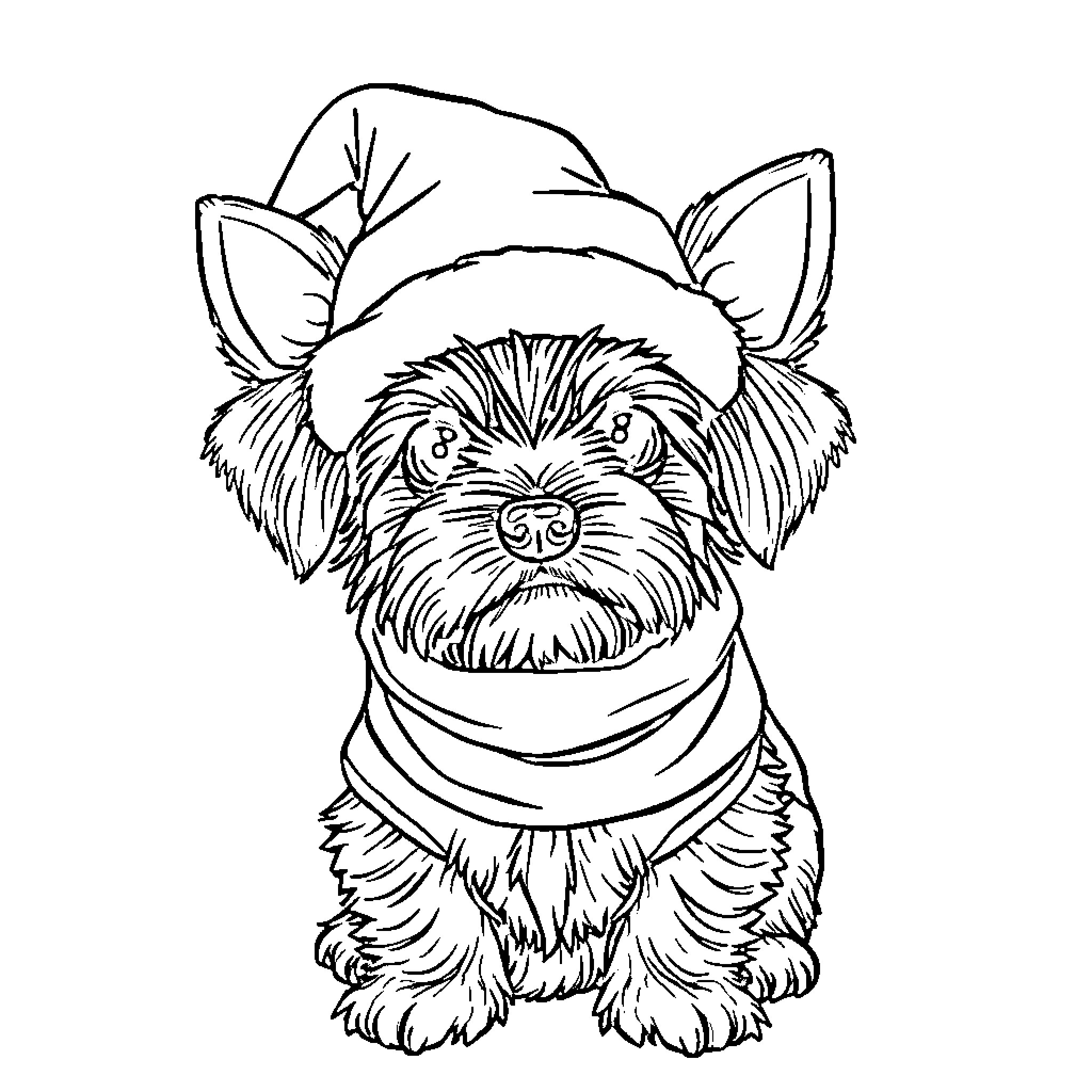 Cocker Spaniel Wearing Winter Outfit Coloring Page (free black-and-white line drawing printable PDF for all, from beginners to advanced learners, including children, teens, adults, and seniors)