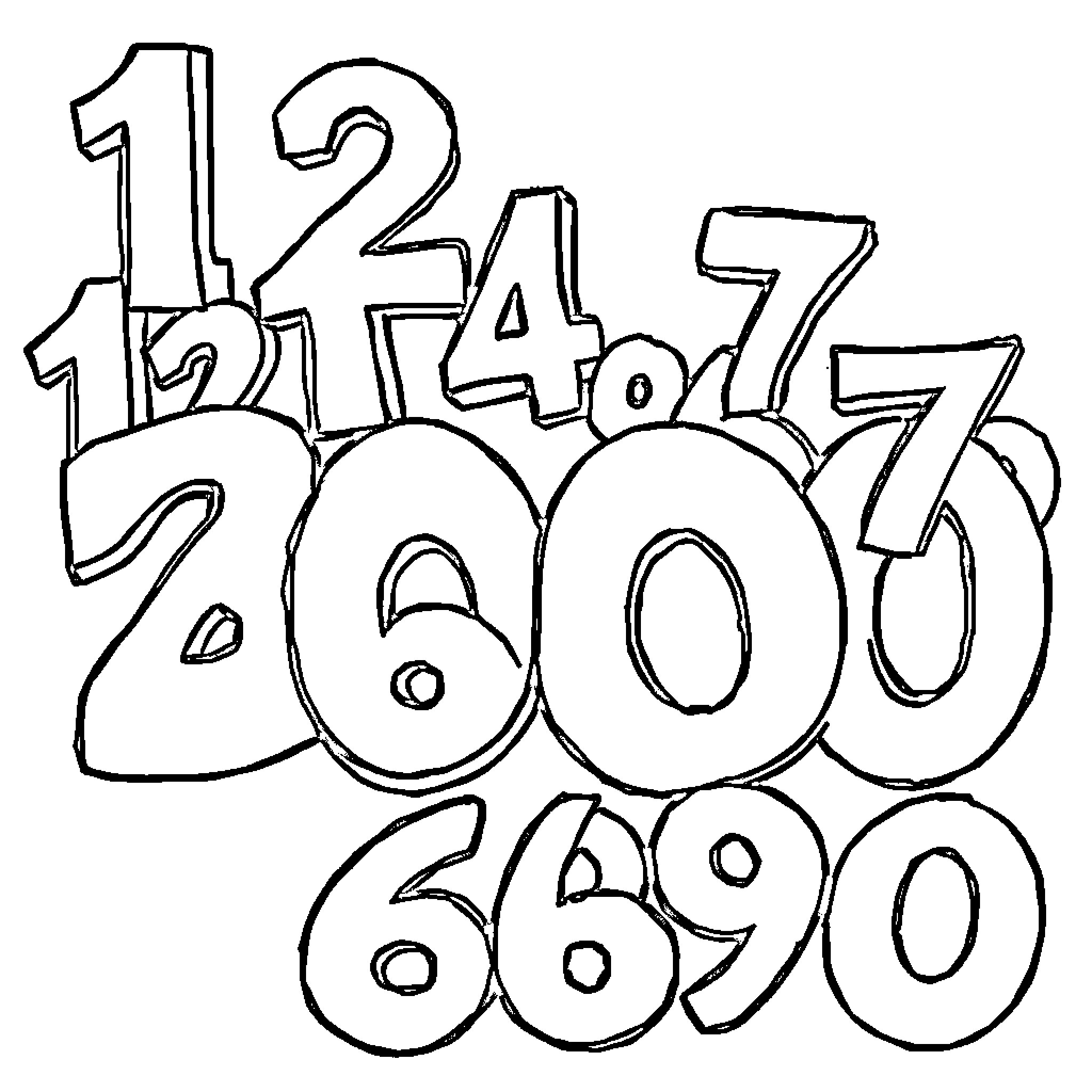 Number Jumbled Digits with Shading Coloring Page (free black-and-white line drawing printable PDF for all, from beginners to advanced learners, including children, teens, adults, and seniors)