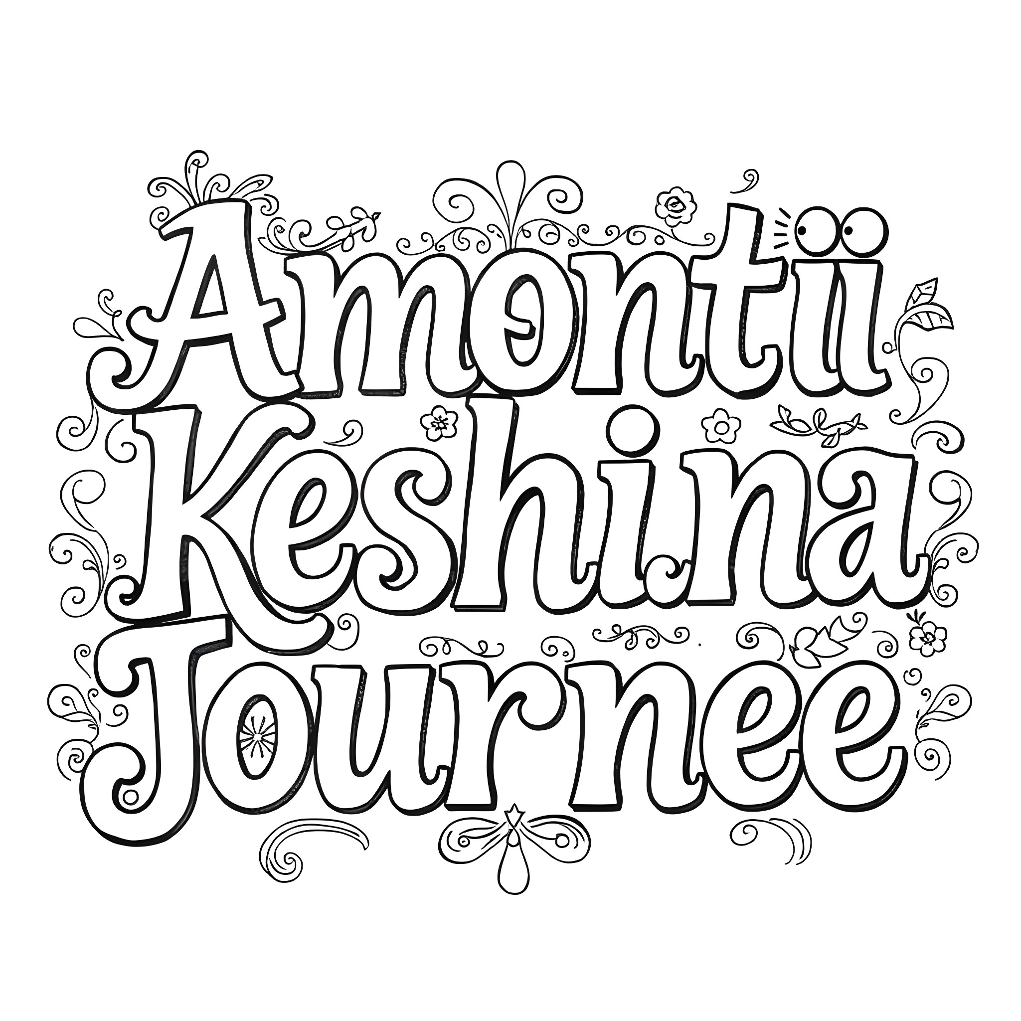 Letter with Ornamental Typography Coloring Page (free black-and-white line drawing printable PDF for all, from beginners to advanced learners, including children, teens, adults, and seniors)