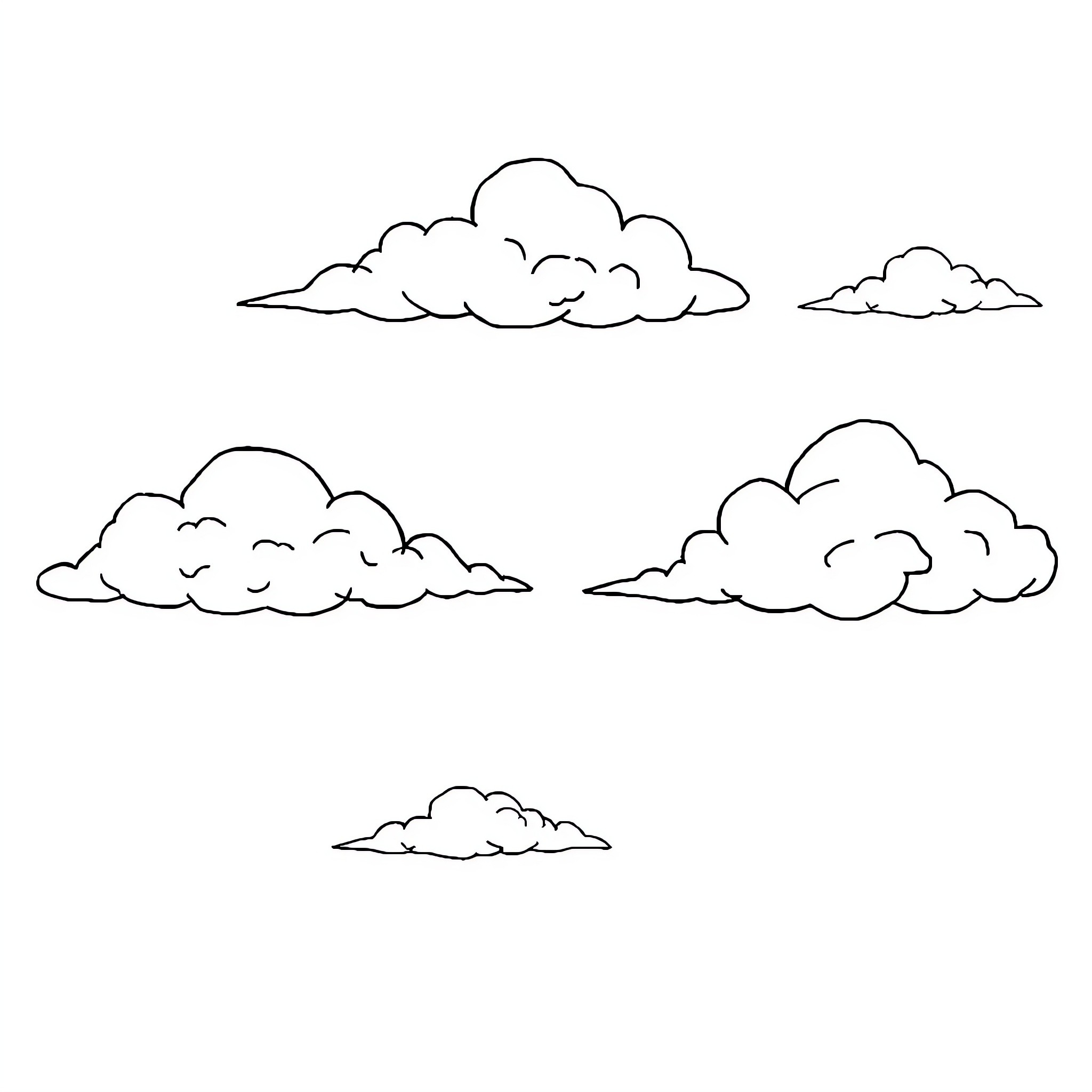 Cloud formations in the sky Coloring Page (free black-and-white line drawing printable PDF for all, from beginners to advanced learners, including children, teens, adults, and seniors)