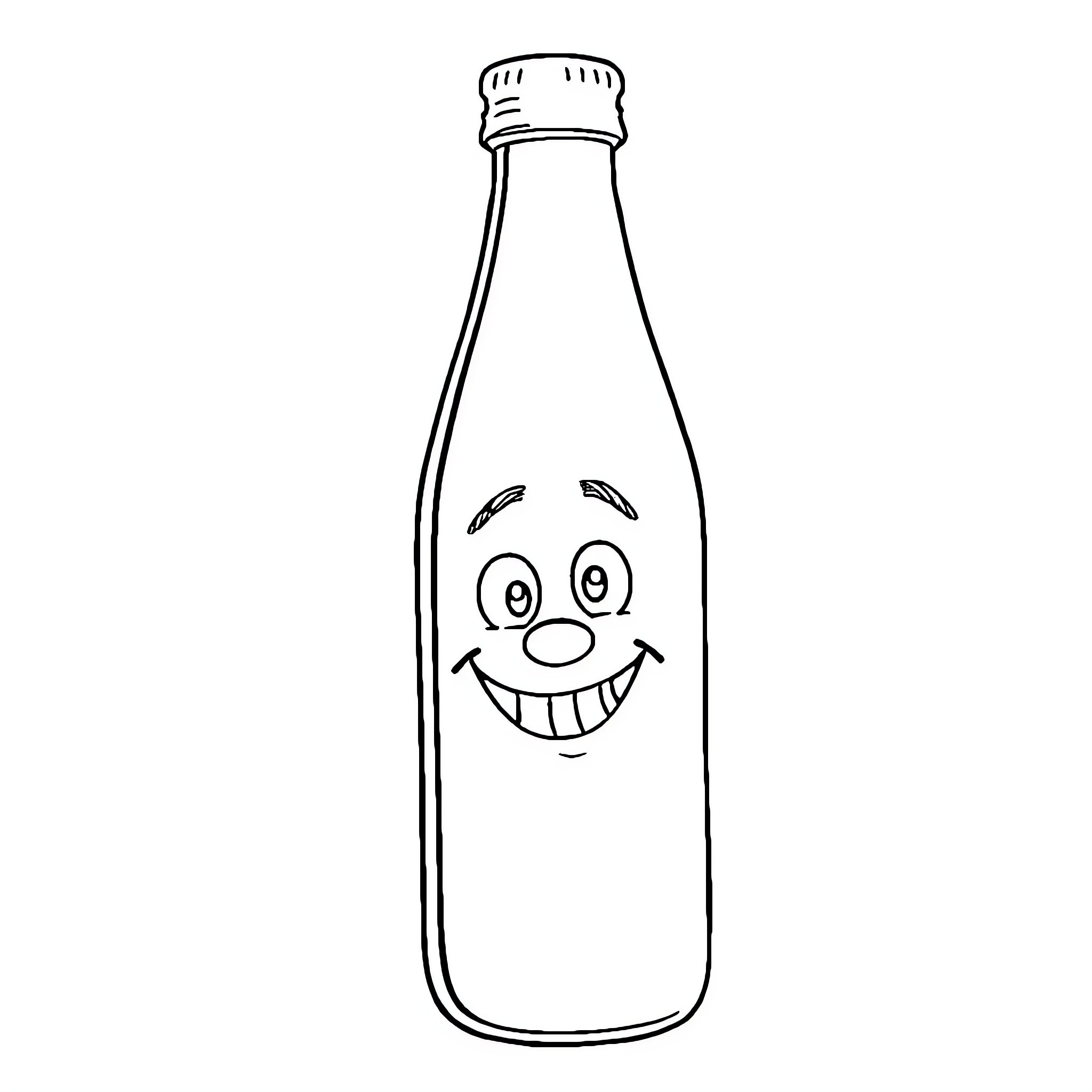 Stanley Bottle with a Smiling Expression Coloring Page (free black-and-white line drawing printable PDF for all, from beginners to advanced learners, including children, teens, adults, and seniors)