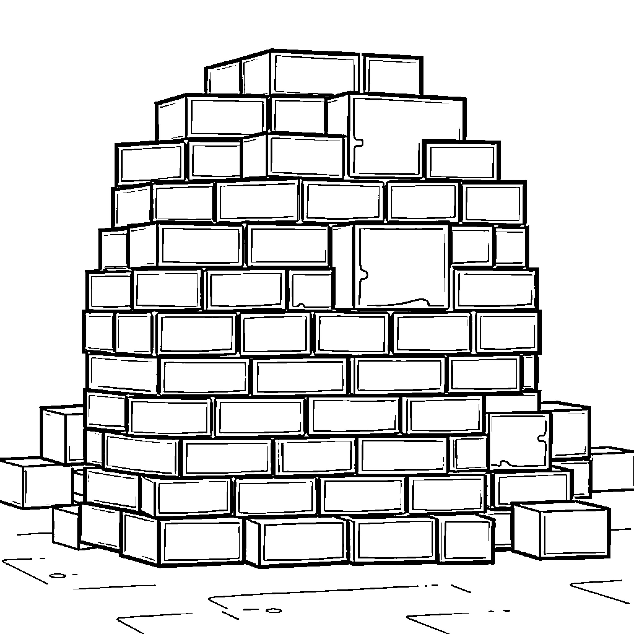 Minecraft Block Building Construction Coloring Page (free black-and-white line drawing printable PDF for all, from beginners to advanced learners, including children, teens, adults, and seniors)