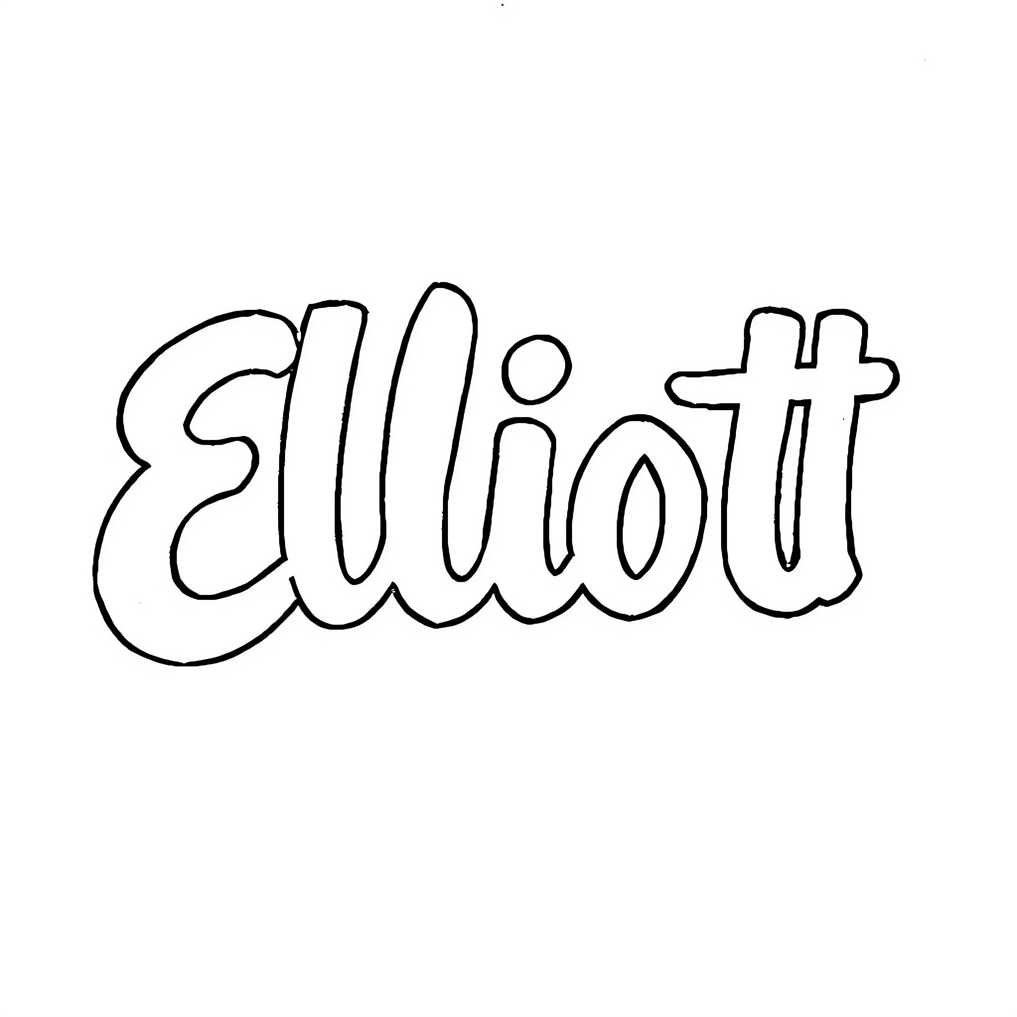 Eliott's name in bold lettering Coloring Page (free black-and-white line drawing printable PDF for all, from beginners to advanced learners, including children, teens, adults, and seniors)