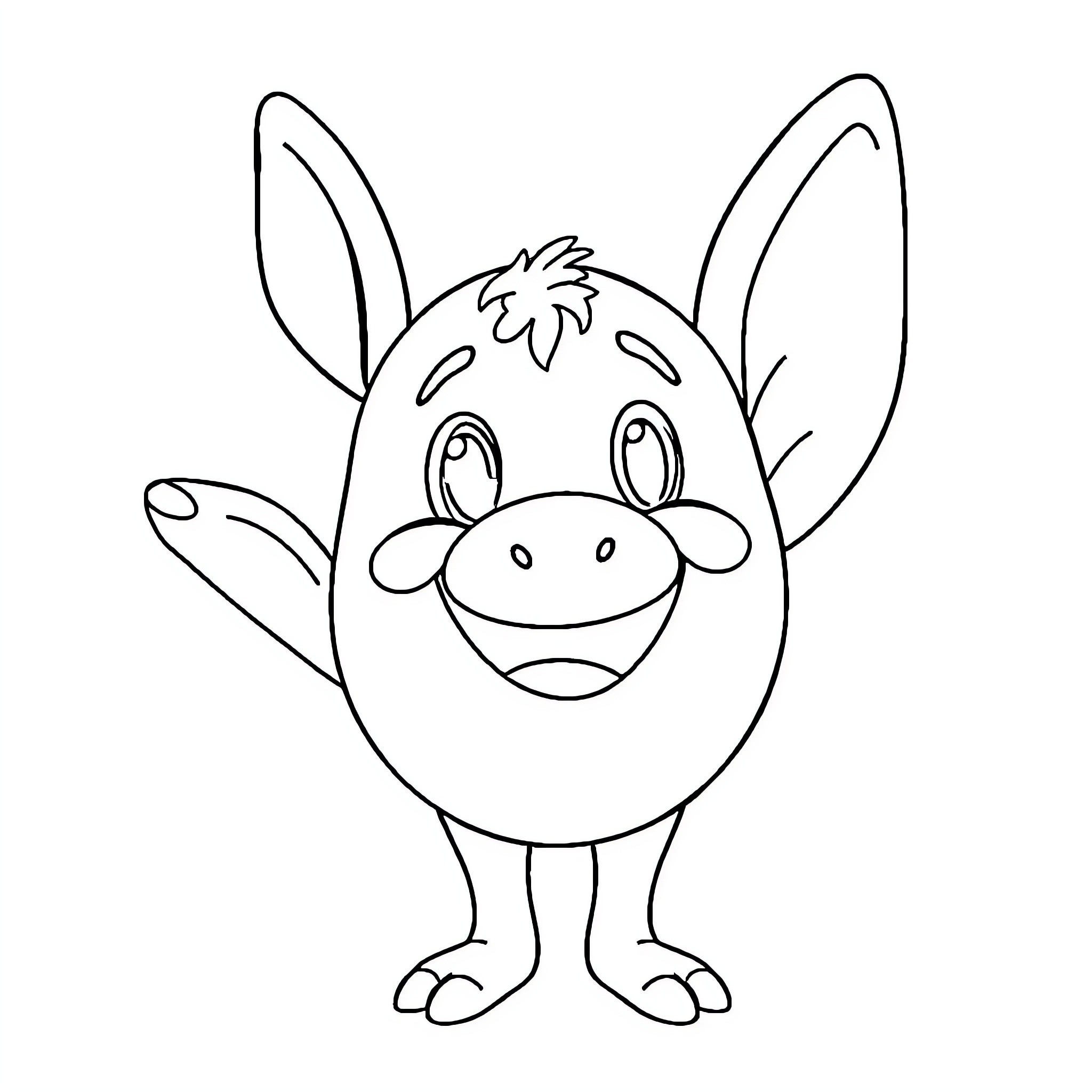 Labubu the Cheerful Creature Coloring Page (free black-and-white line drawing printable PDF for all, from beginners to advanced learners, including children, teens, adults, and seniors)