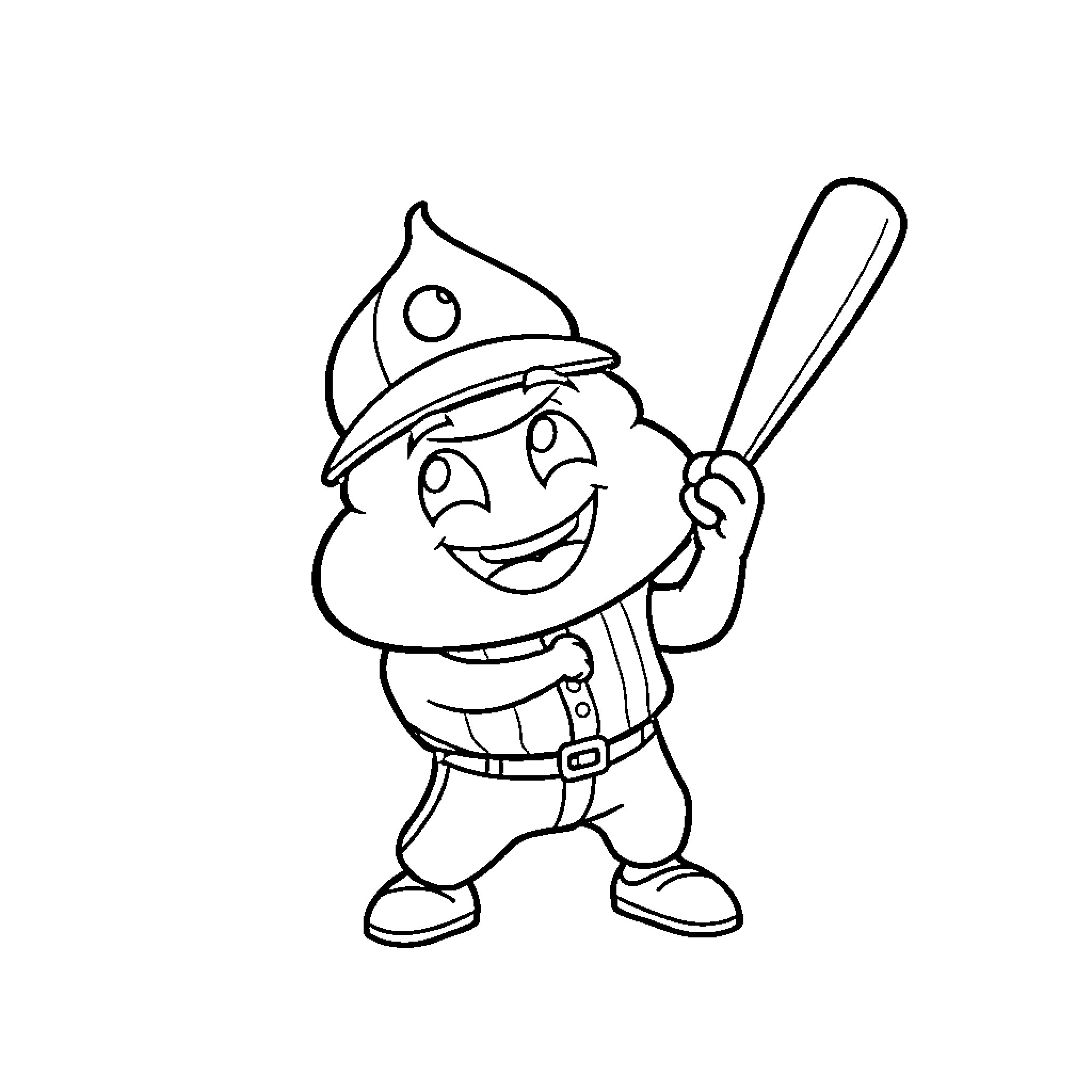 Poo the Playful Police Officer Coloring Page (free black-and-white line drawing printable PDF for all, from beginners to advanced learners, including children, teens, adults, and seniors)