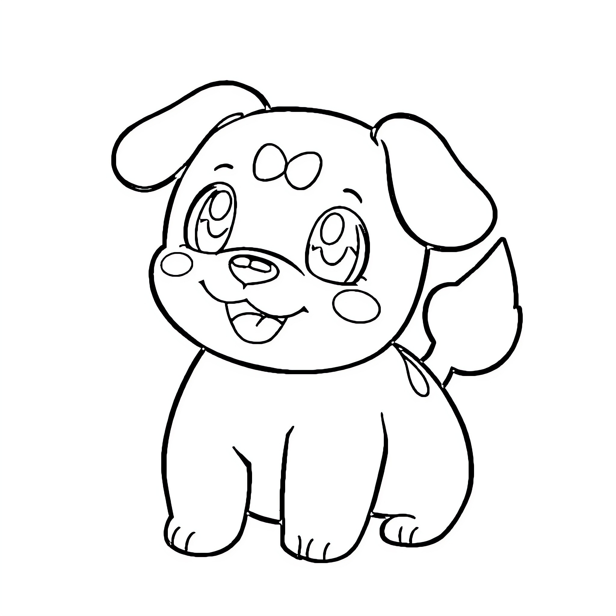 Fidough happily wagging its tail Coloring Page (free black-and-white line drawing printable PDF for all, from beginners to advanced learners, including children, teens, adults, and seniors)