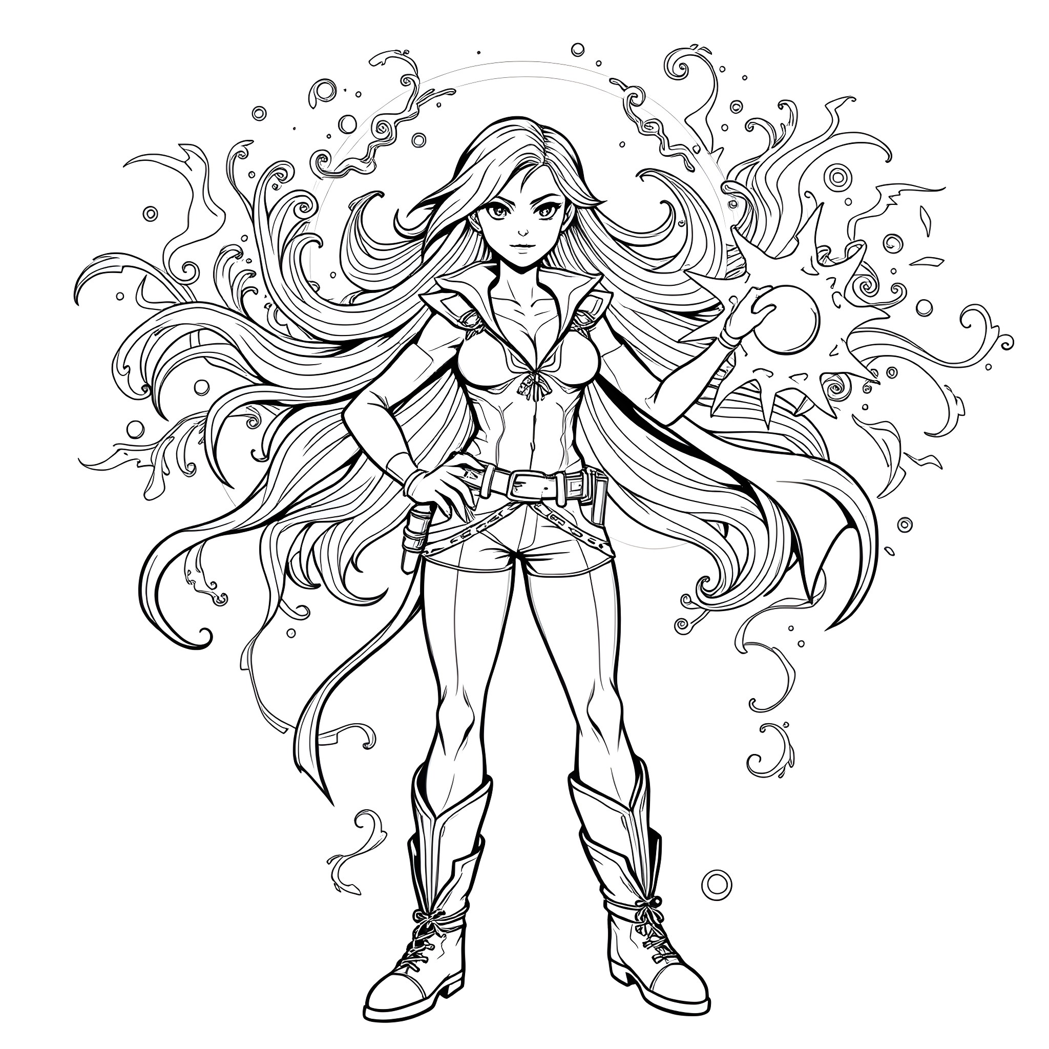 Kerri's Fantastical Adventure Coloring Page (free black-and-white line drawing printable PDF for all, from beginners to advanced learners, including children, teens, adults, and seniors)