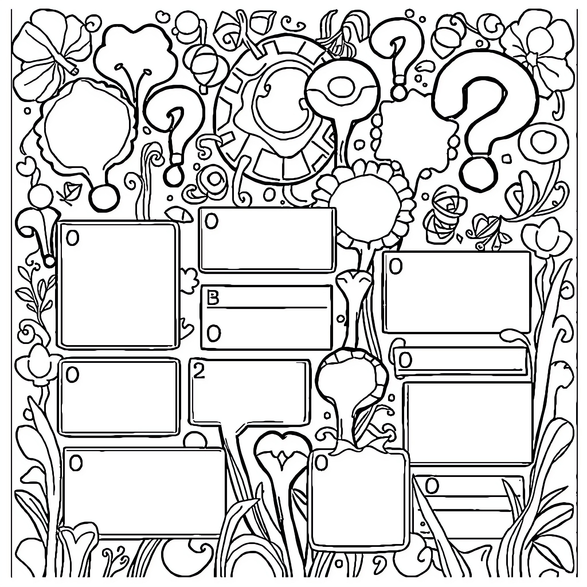 Form and Function: Playful Expressions and Designs Coloring Page (free black-and-white line drawing printable PDF for all, from beginners to advanced learners, including children, teens, adults, and seniors)
