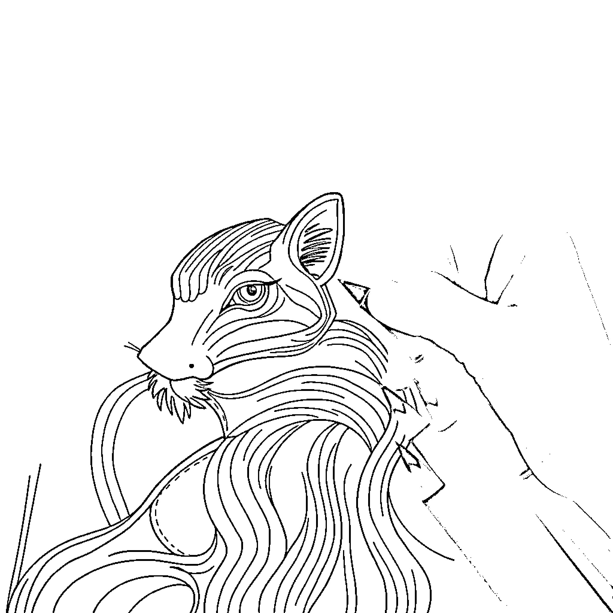 Tracing Line Portrait of Curious Chipmunk Coloring Page (free black-and-white line drawing printable PDF for all, from beginners to advanced learners, including children, teens, adults, and seniors)
