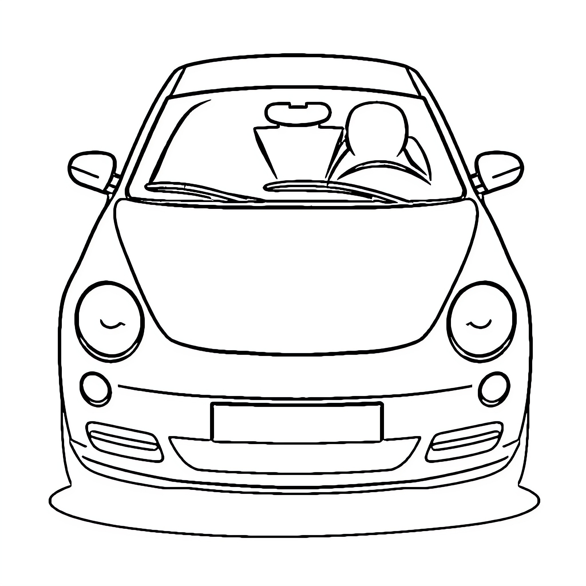 Car driving with two passengers Coloring Page (free black-and-white line drawing printable PDF for all, from beginners to advanced learners, including children, teens, adults, and seniors)