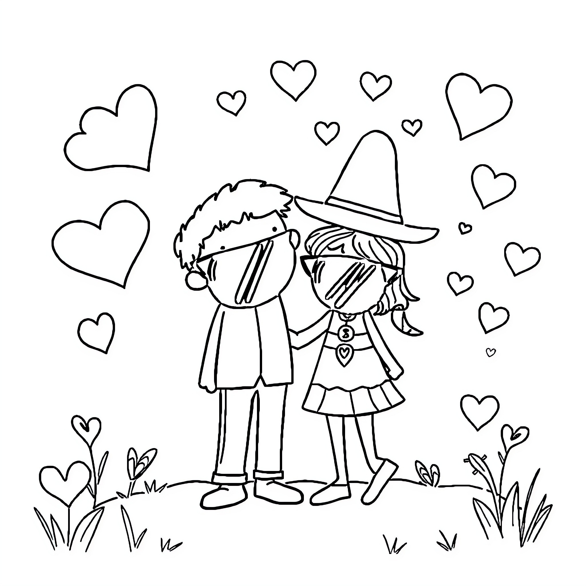 Father and daughter sharing a tender moment Coloring Page (free black-and-white line drawing printable PDF for all, from beginners to advanced learners, including children, teens, adults, and seniors)